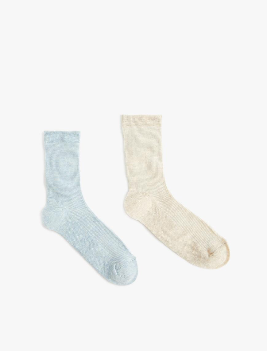  Kadın Basic 2'li Soket Çorap Seti Çok Renkli
