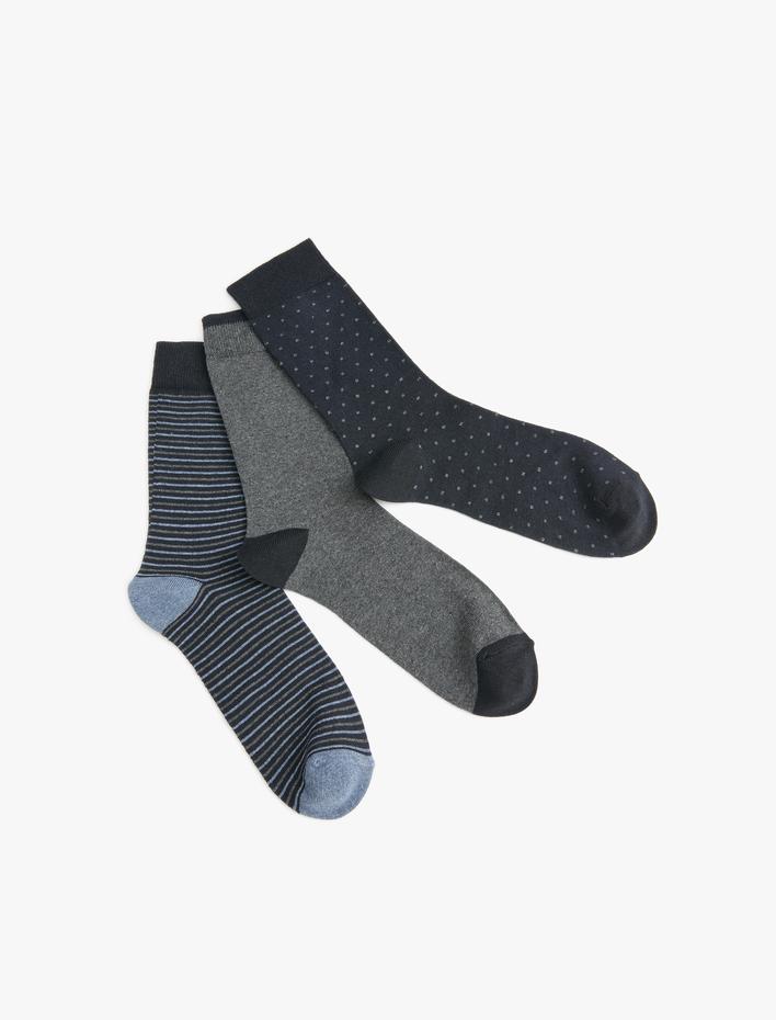 Erkek Çizgili 3'lü Soket Çorap Seti Çok Renkli