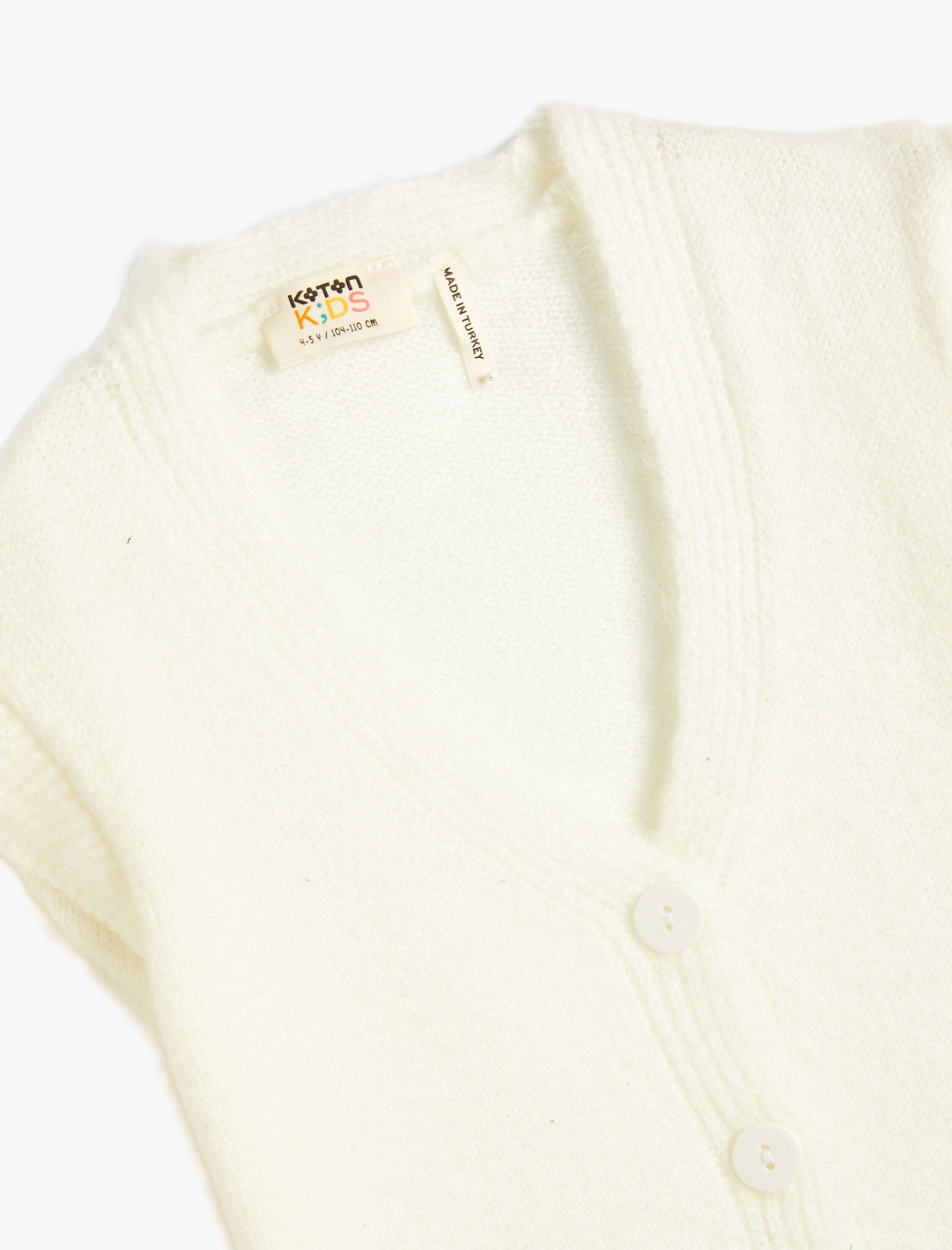  Kız Çocuk Basic Triko Hırka Yumuşak Dokulu Uzun Kollu V Yaka Düğmeli