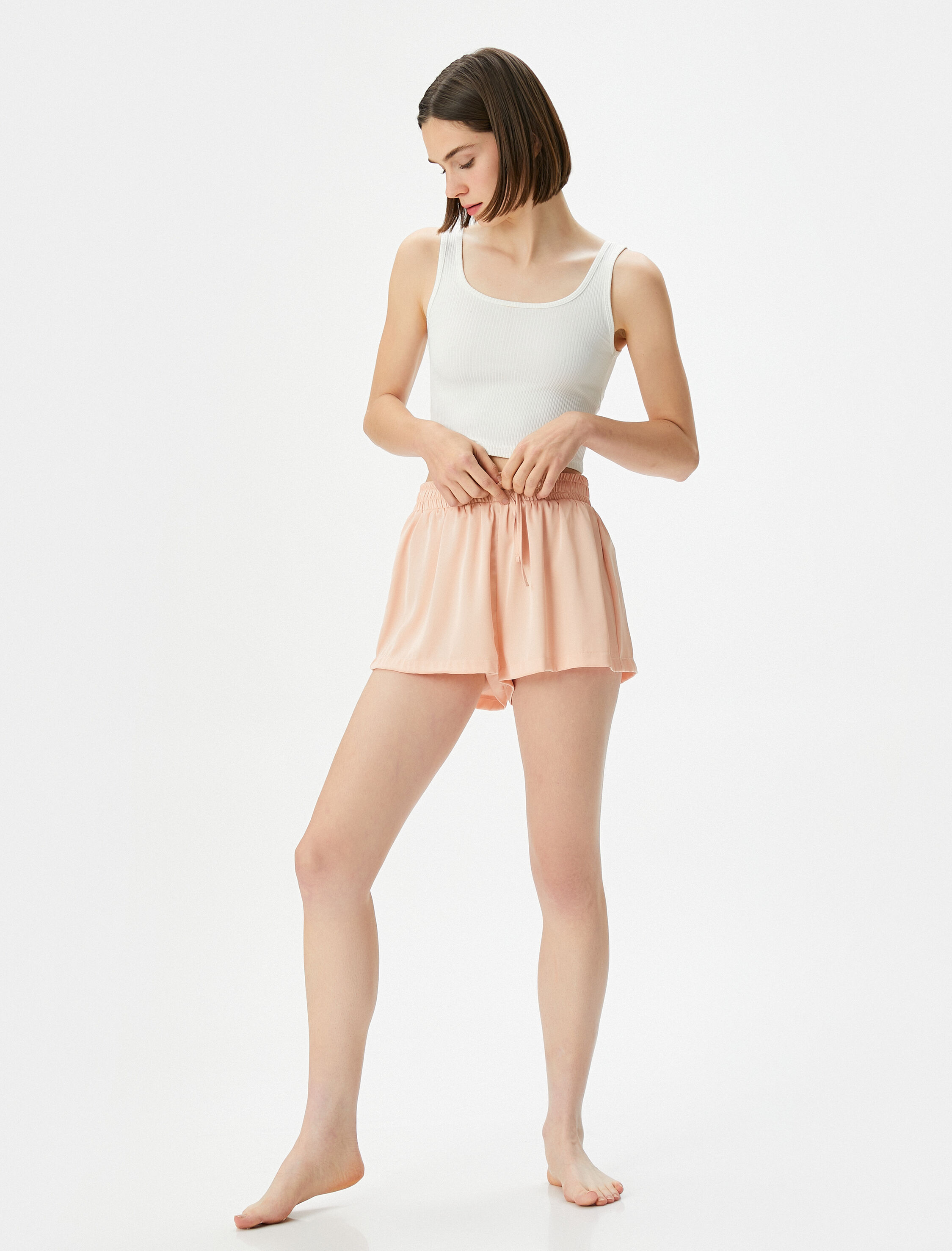   Şort Pijama Altı Beli Bağcıklı