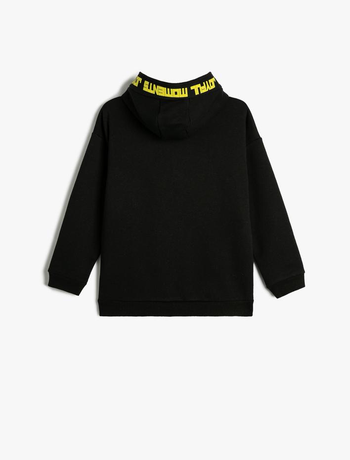 Erkek Çocuk Oversize Kapşonlu Sweatshirt Uzun Kollu Oyun Temalı Şardonlu