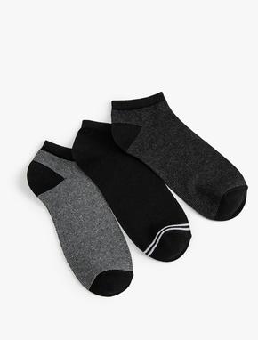 3'lü Patik Çorap Seti Çok Renkli Kırçıllı