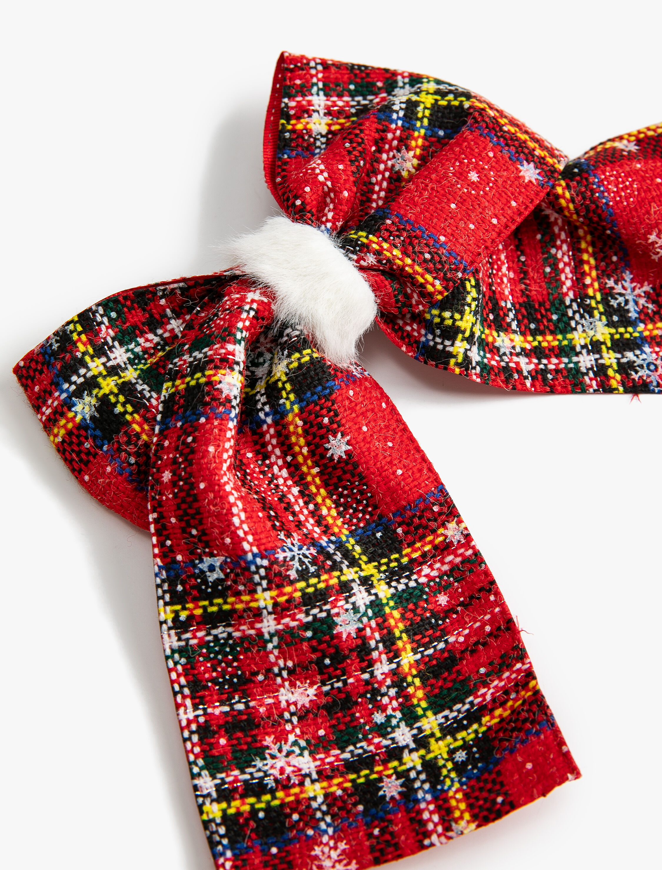  Kadın Yılbaşı Temalı Ekoseli Klipsli Fiyonklu Toka