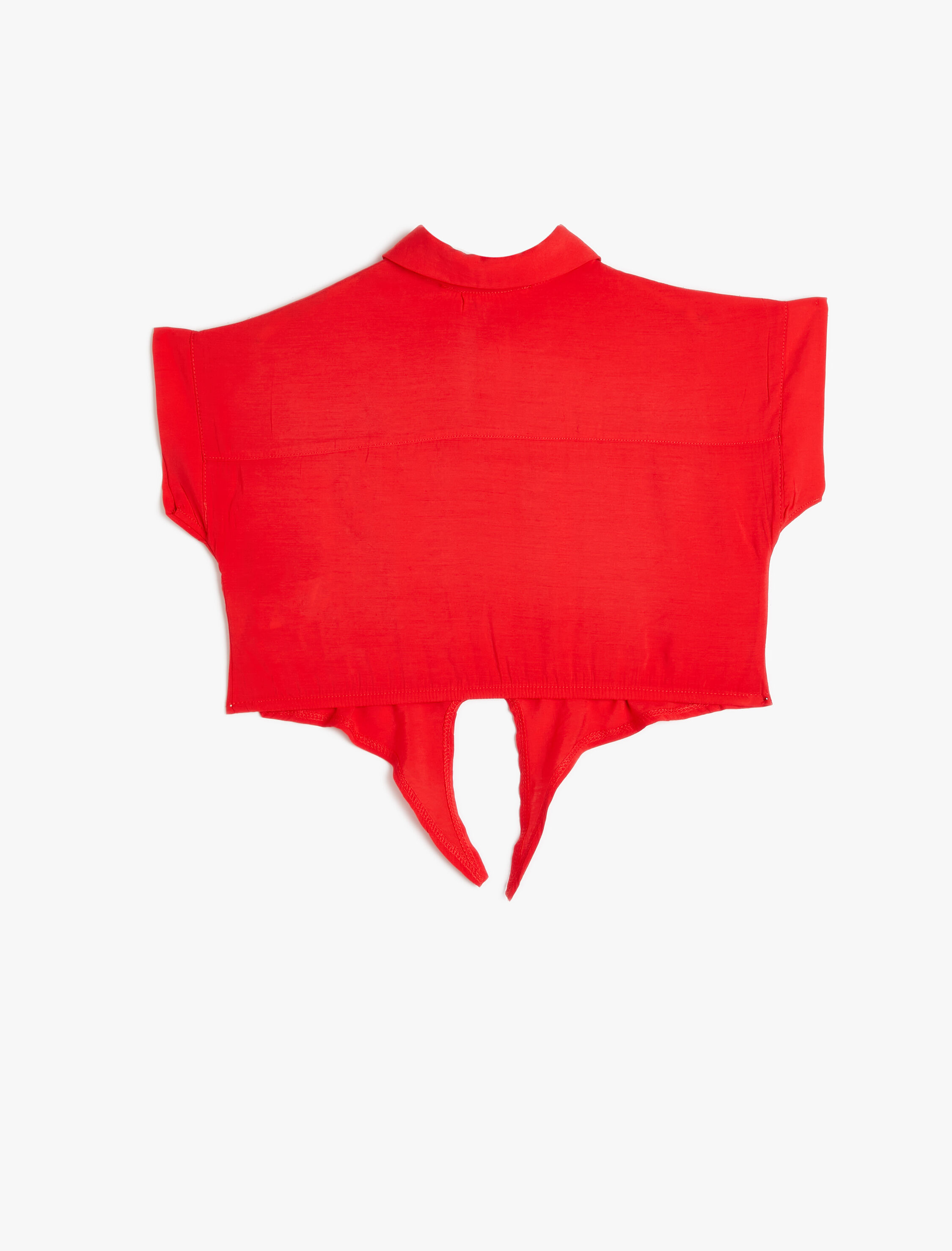  Kız Çocuk Gömlek Kısa Kollu Önü Bağlamalı Cepli Modal Karışımlı