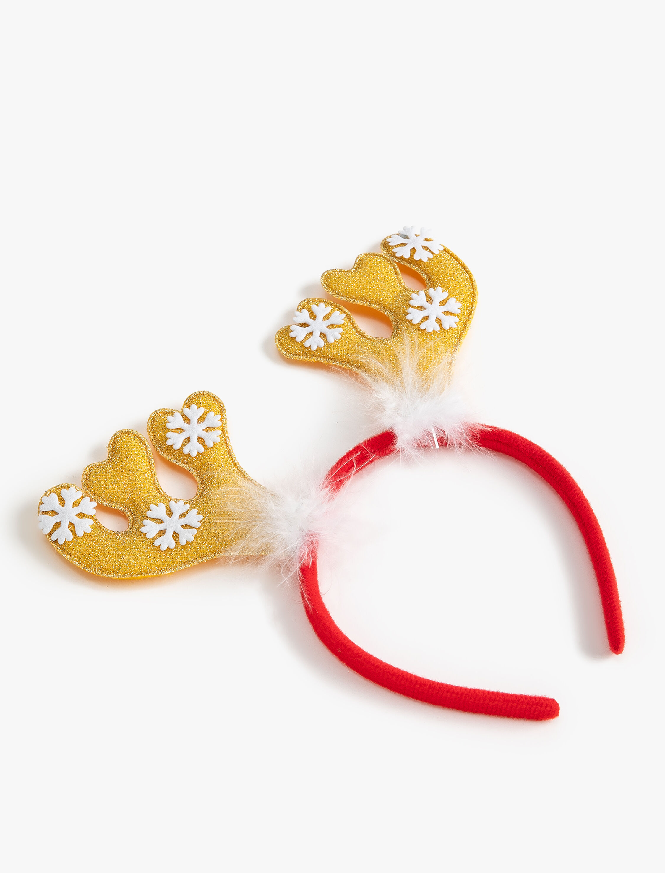  Kadın Yılbaşı Tacı Geyik Boynuzu Aplikeli Kar Tanesi Detaylı