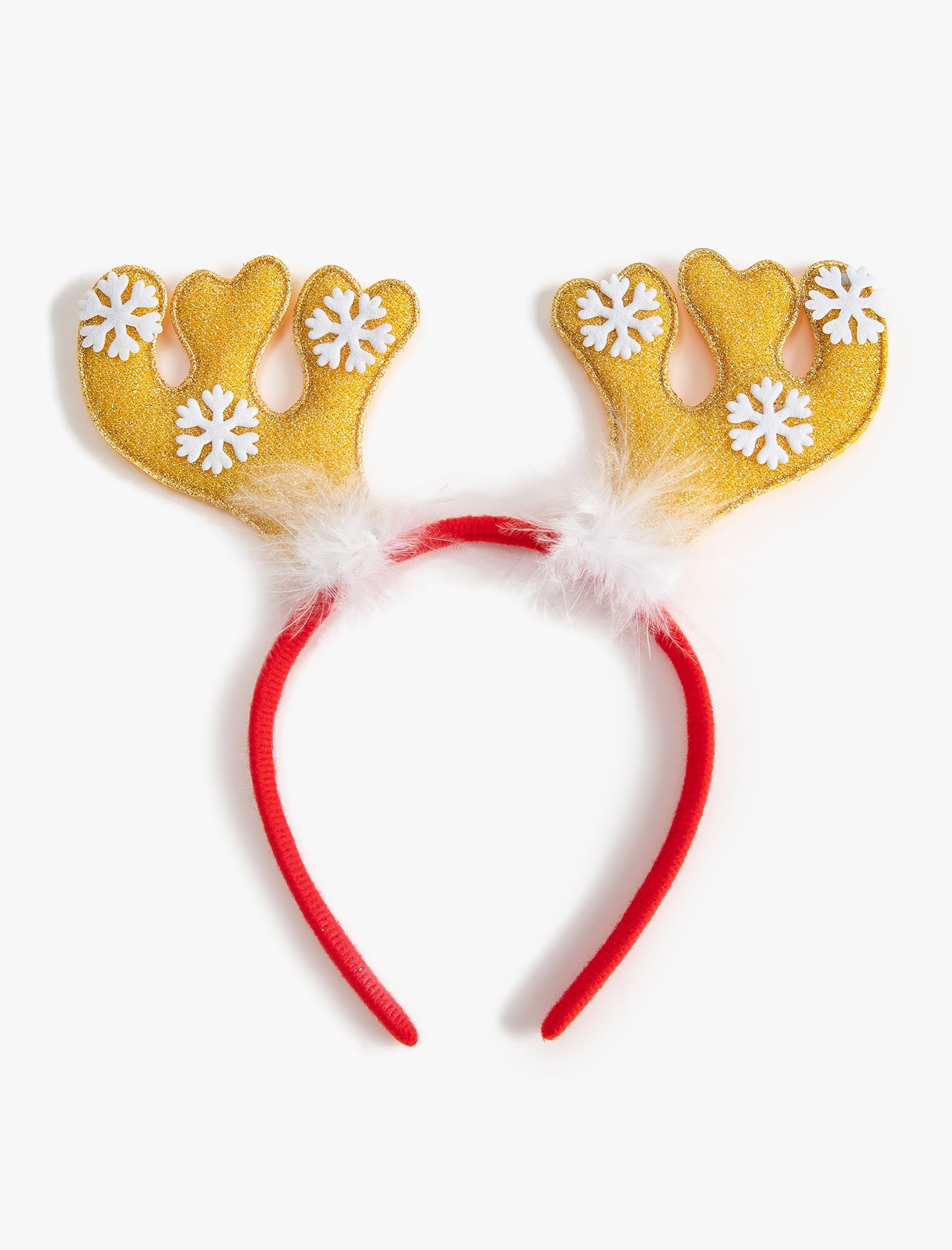  Kadın Yılbaşı Tacı Geyik Boynuzu Aplikeli Kar Tanesi Detaylı