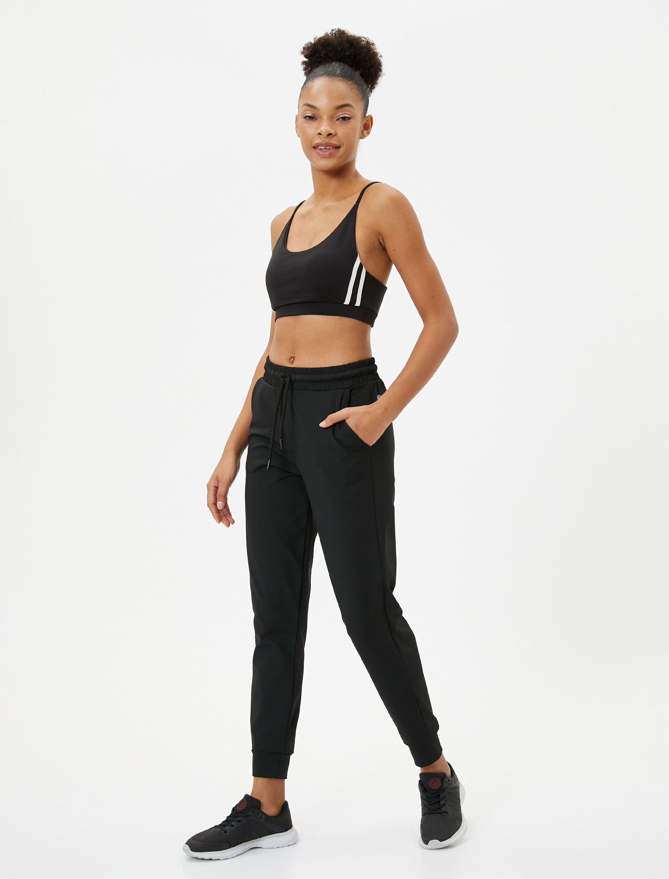   Spor Jogger Eşofman Altı Yüksek Bel Beli Bağlamalı Cepli