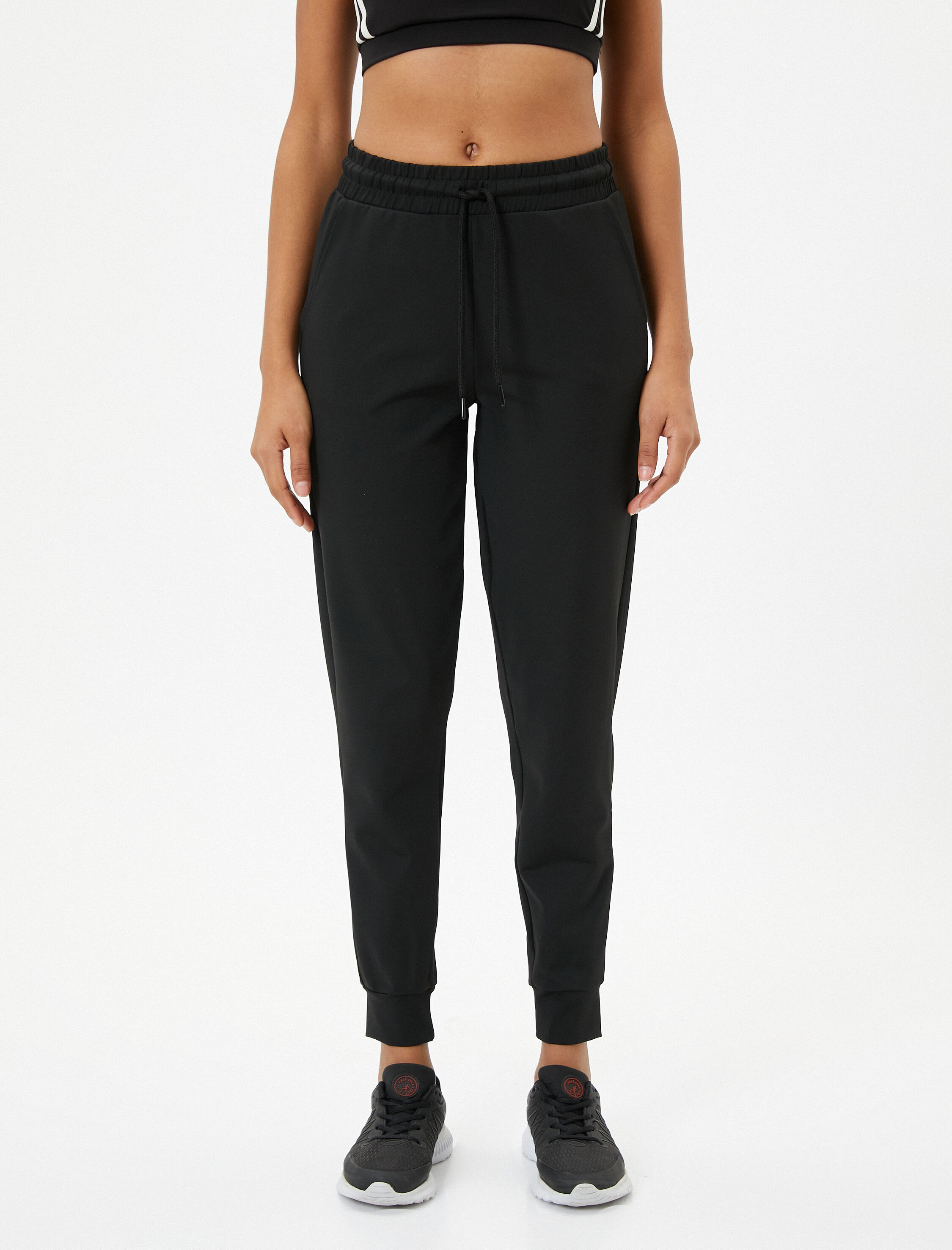   Spor Jogger Eşofman Altı Yüksek Bel Beli Bağlamalı Cepli