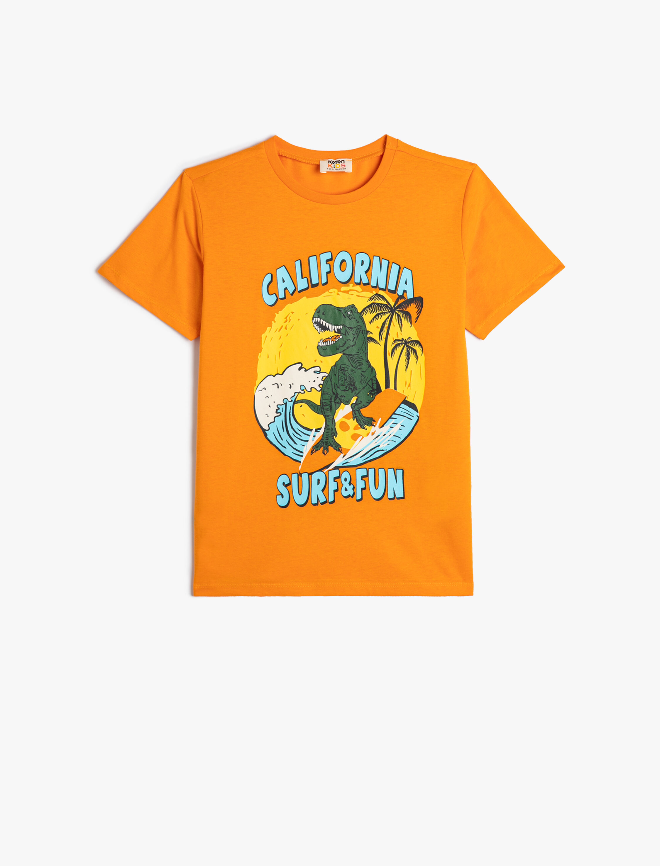  Erkek Çocuk Dinozorlu Tişört Kısa Kollu Bisiklet Yaka Pamuklu