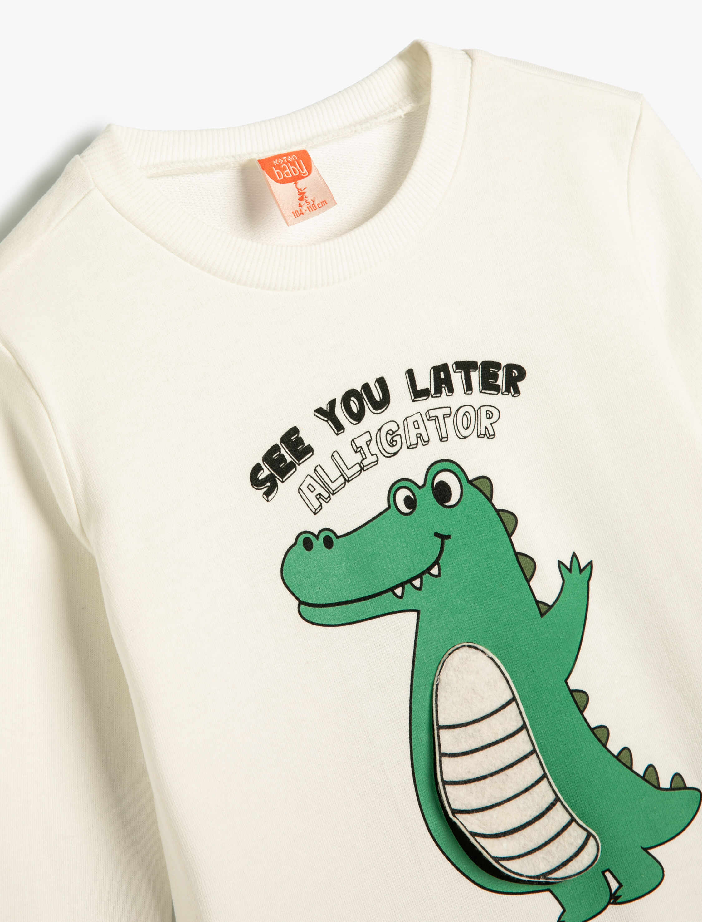 Erkek Bebek Dinozorlu Sweatshirt Bisiklet Yaka Uzun Kollu Pamuklu