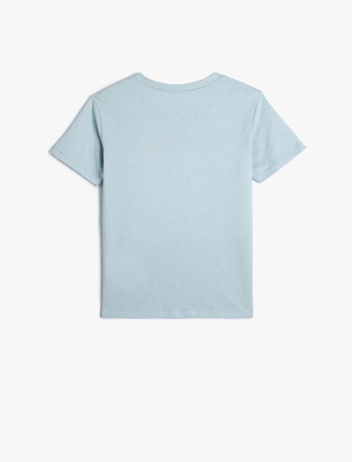 Erkek Çocuk Tişört Futbol Temalı Pullu Payetli Kısa Kollu Bisiklet Yaka Pamuklu