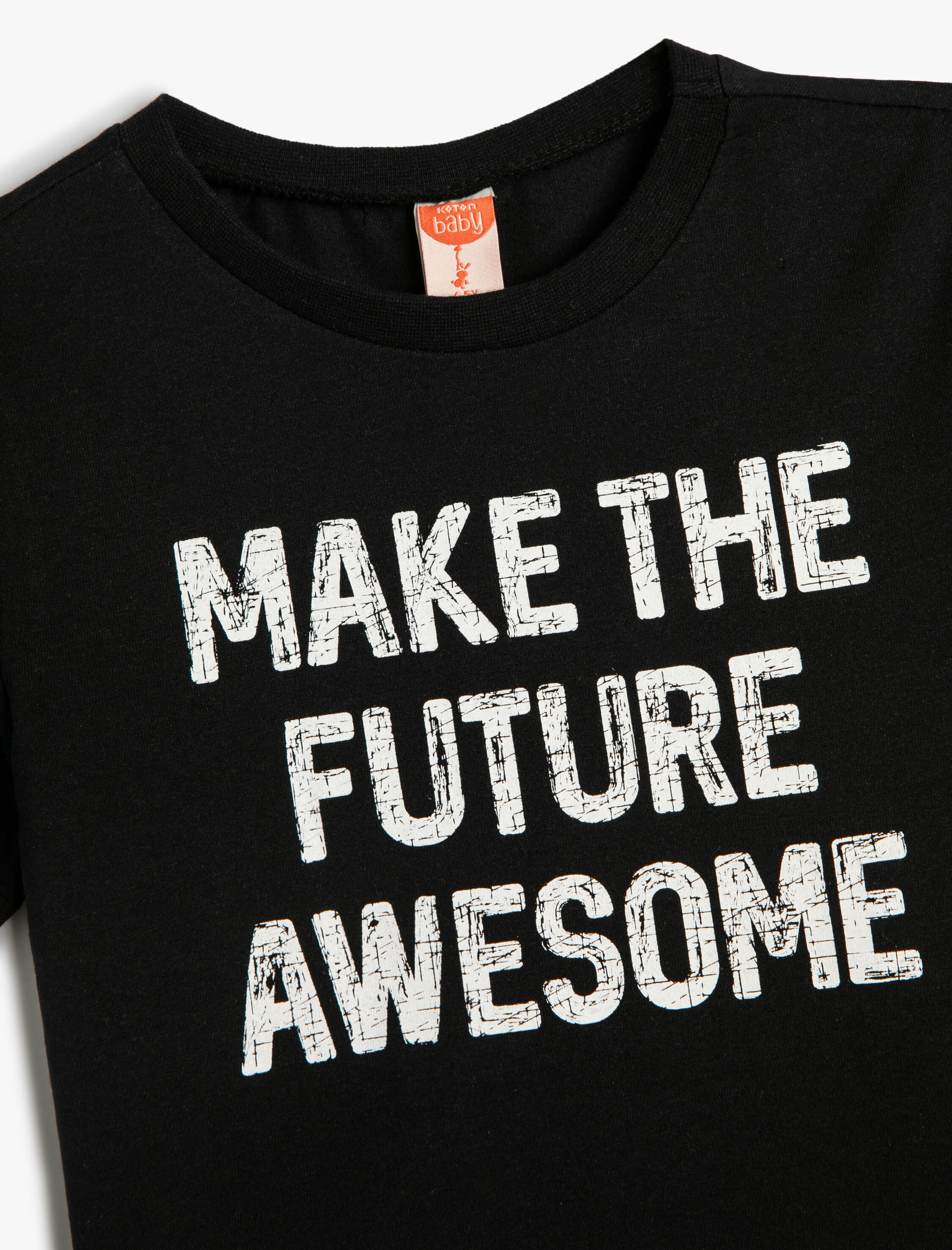  Erkek Bebek Tişört Kısa Kollu Bisiklet Yaka Slogan Baskılı Pamuklu