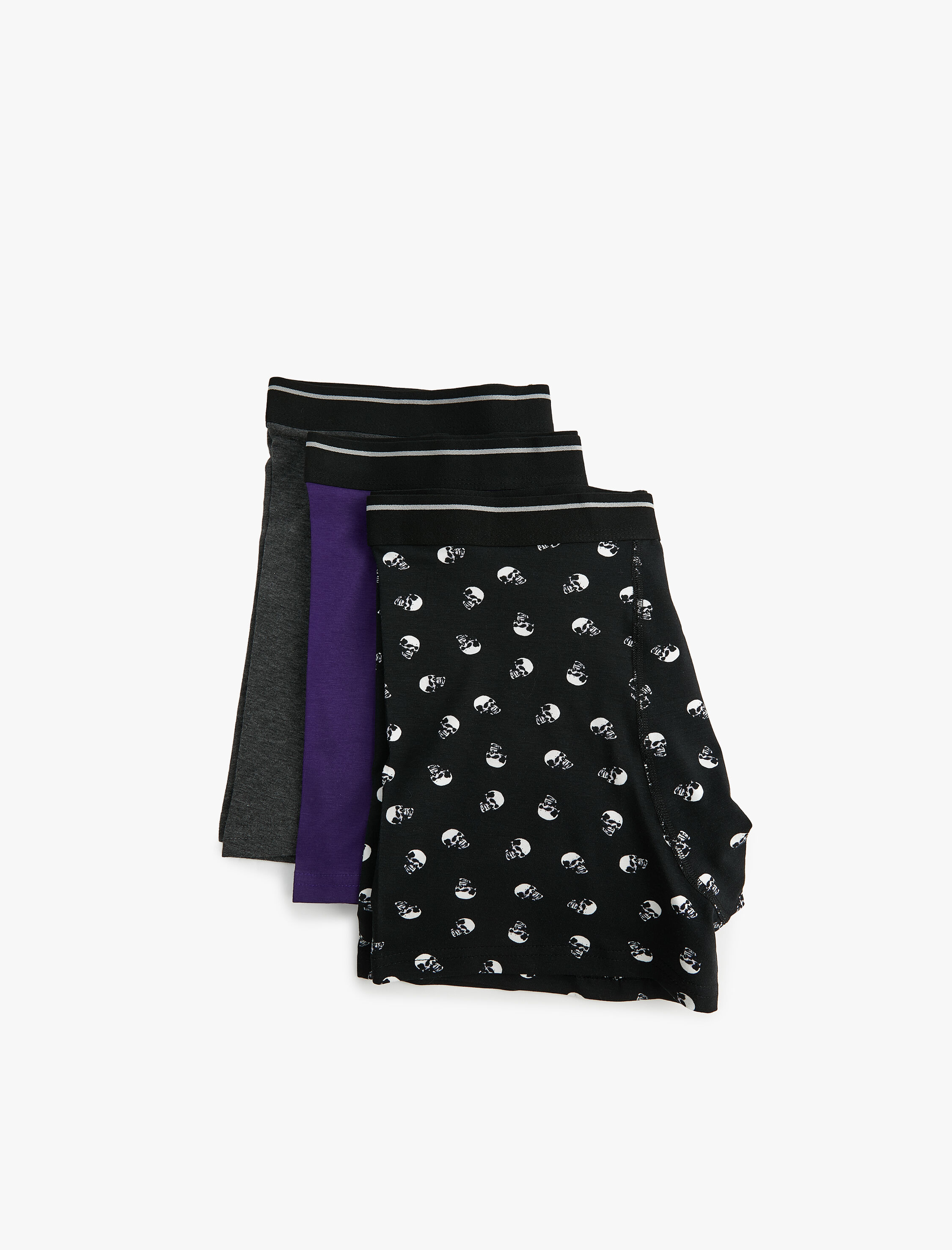   3'lü Boxer Seti Kuru Kafa Baskılı Çok Renkli