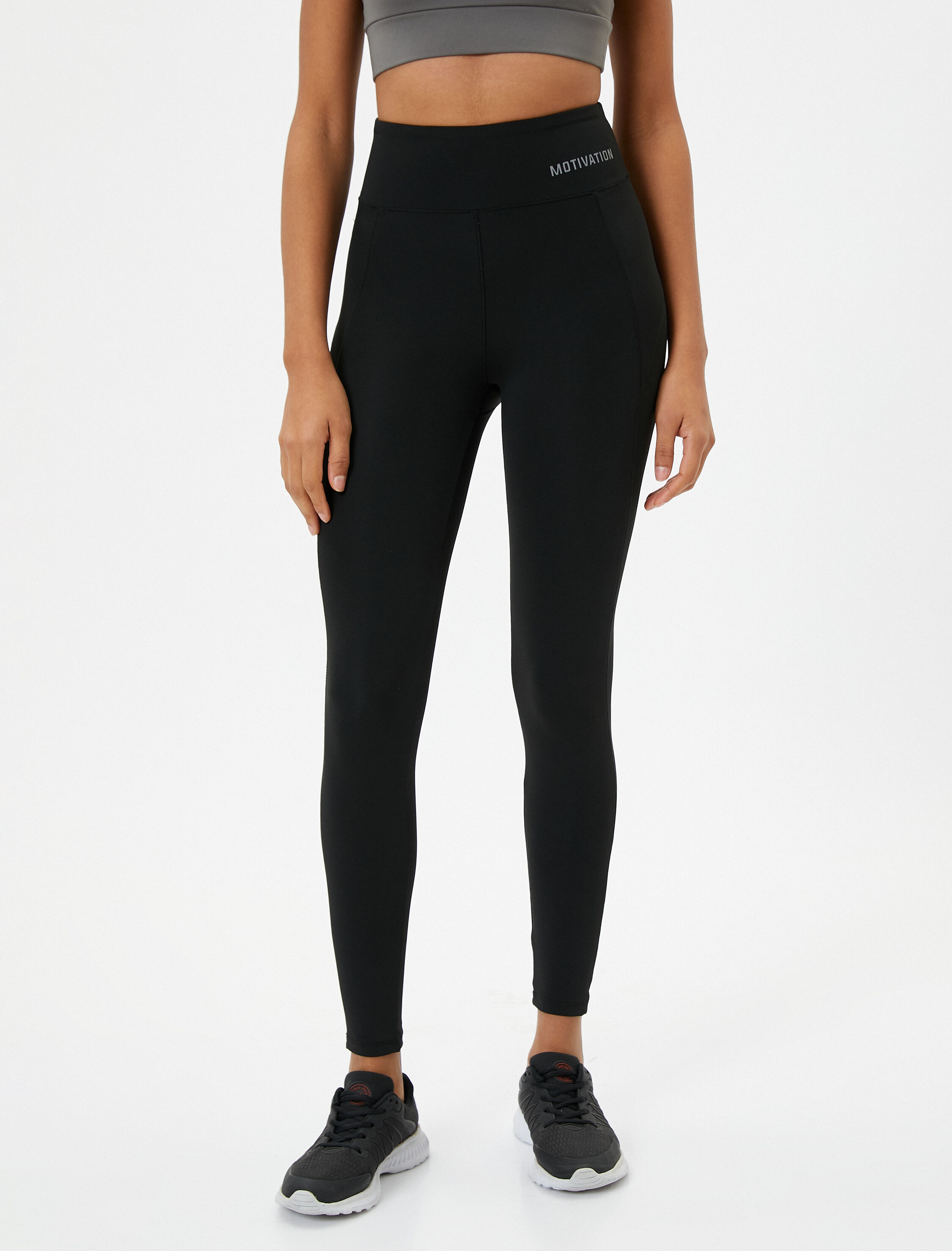   Spor Tayt Yüksek Bel Dikiş Detaylı Baskılı Slim Fit