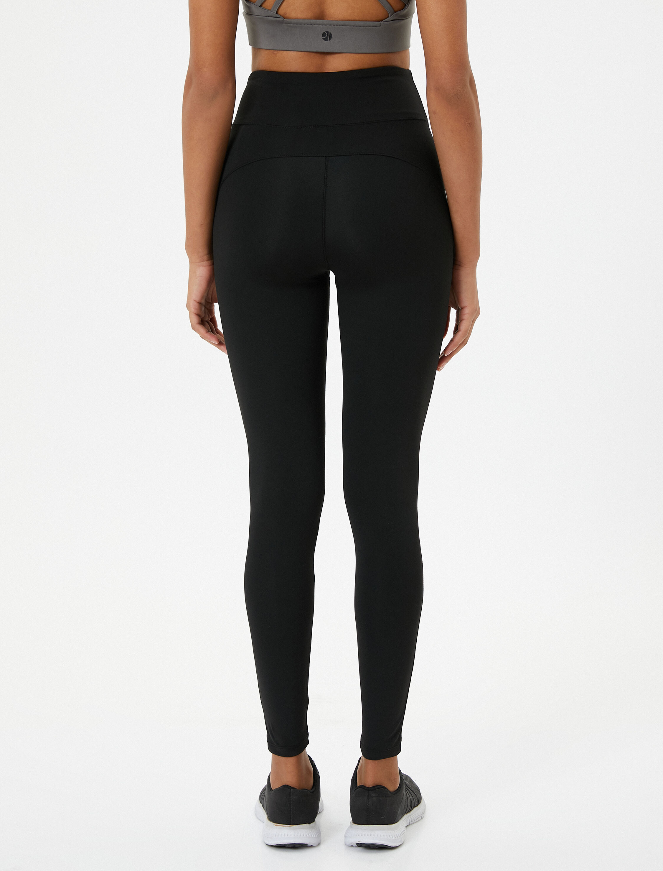   Spor Tayt Yüksek Bel Dikiş Detaylı Baskılı Slim Fit