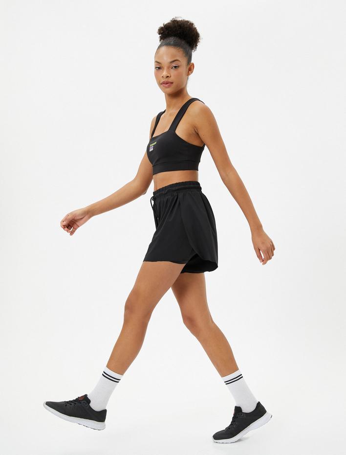  Taytlı Şort Spor Mini Boy Beli Bağlamalı Yüksek Bel