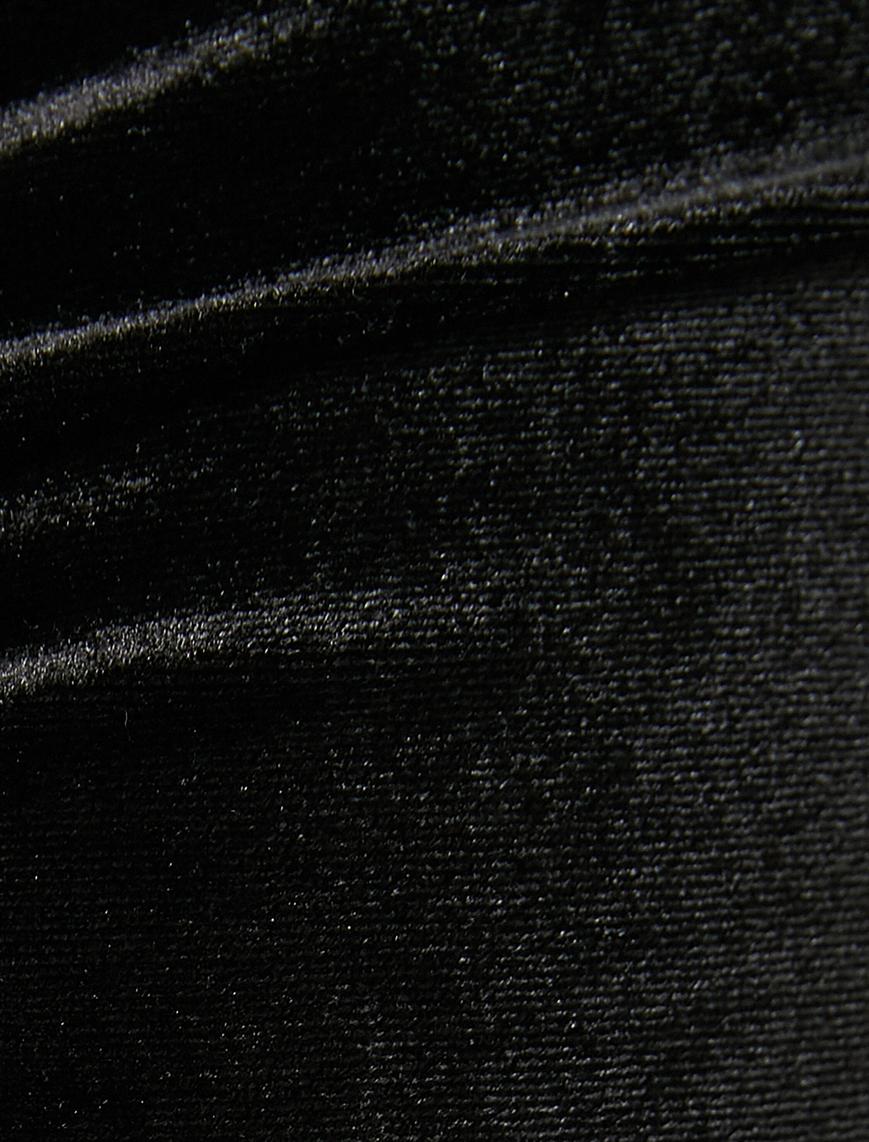   Midi Kadife Etek Boncuk Detaylı Yırtmaçlı Drapeli - El Emeği Koleksiyonu
