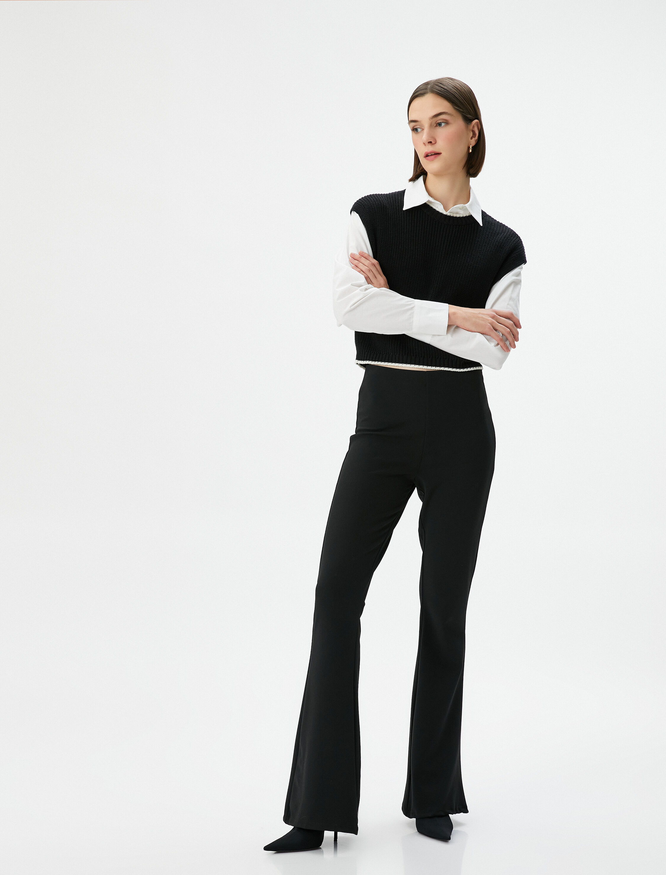   İspanyol Paça Tayt Pantolon Slim Fit Normal Bel