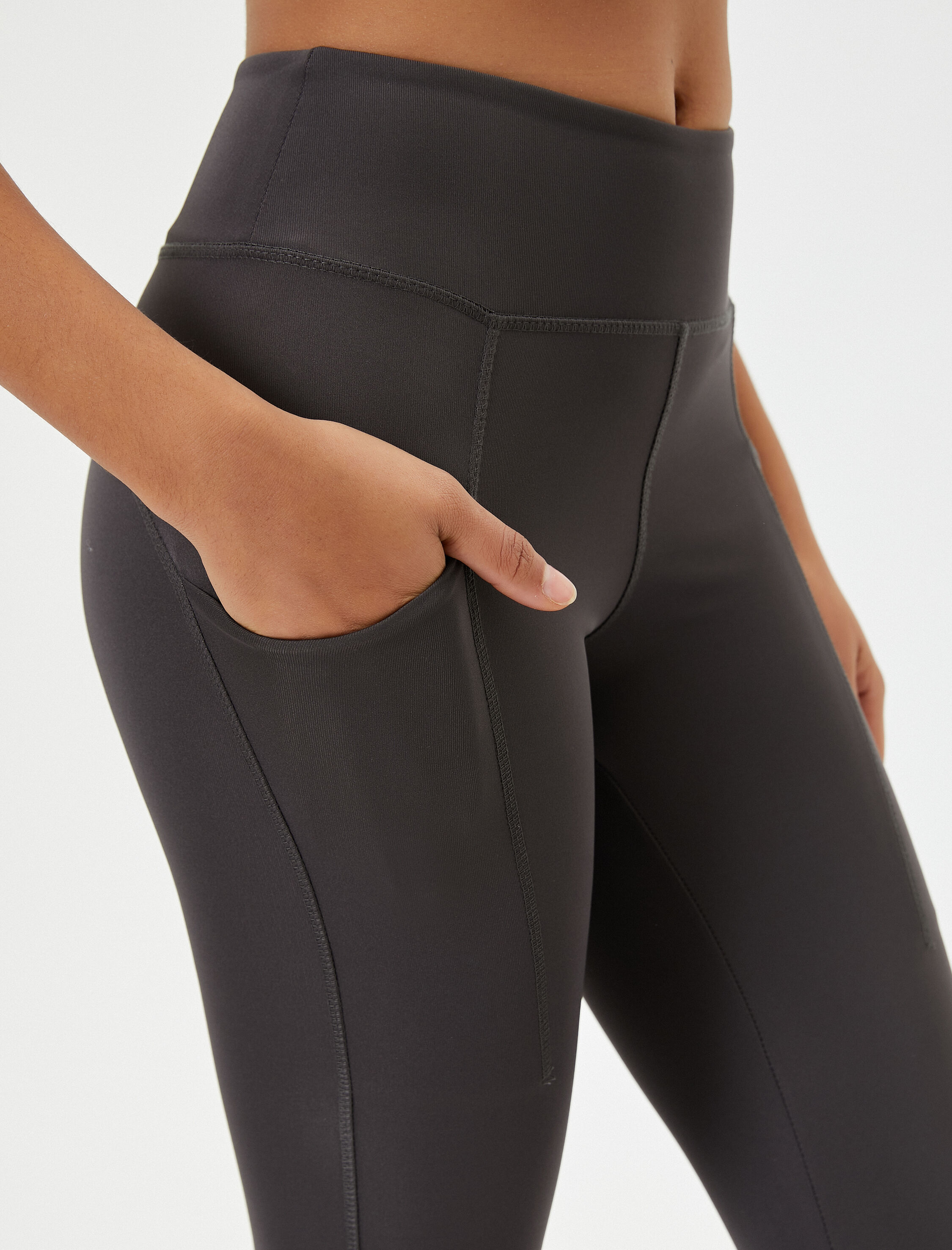   Spor Tayt Yandan Cep Detaylı Yüksek Bel Slim Fit