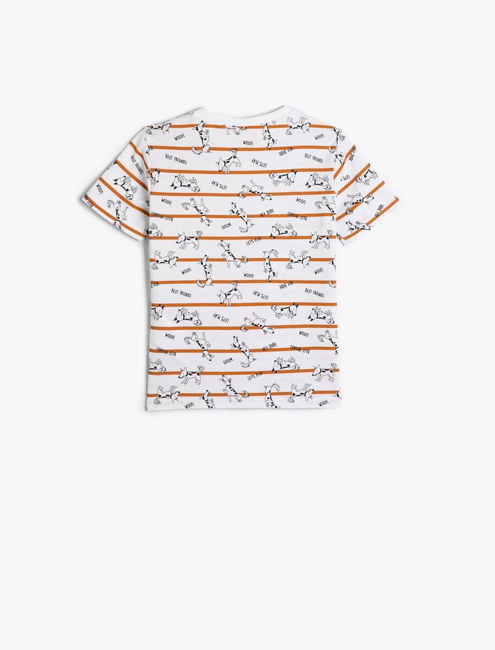 Erkek Bebek Çizgili Tişört Kısa Kollu Bisiklet Yaka Pamuklu