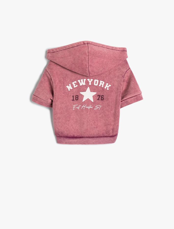  Şardonlu Köpek Sweatshirtü Kapüşonlu Fermuarlı Soluk Efektli Antibakteriyel Kumaş