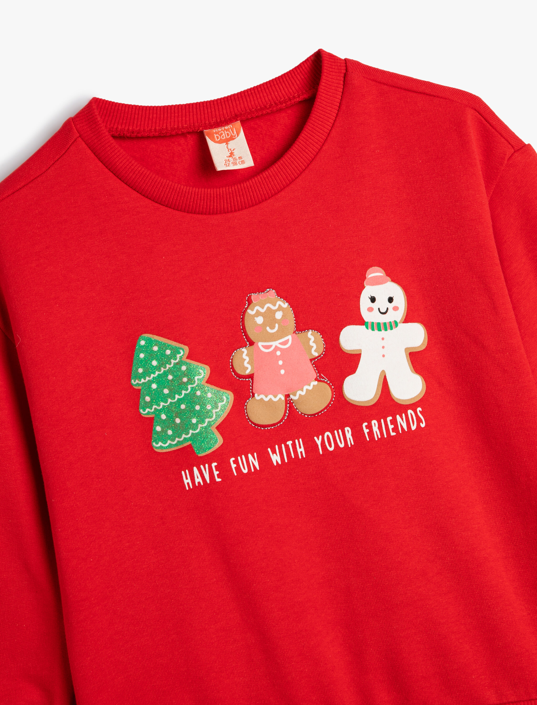  Kız Bebek Yılbaşı Temalı Sweat Kurabiye Adam Baskılı Şardonlu Pamuklu