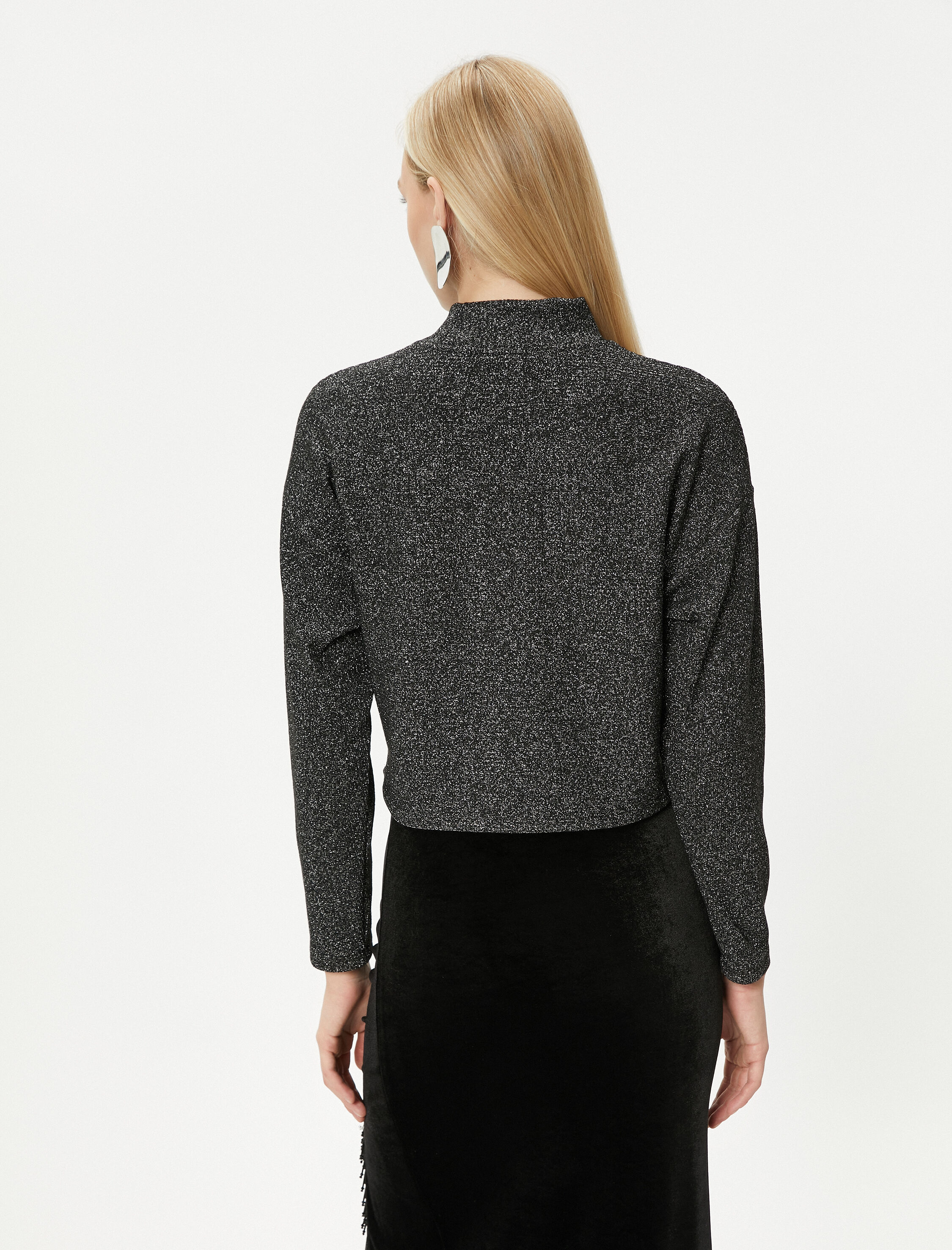   Dik Yaka Kazak Simli Parlak Taşlı - El Emeği Koleksiyonu