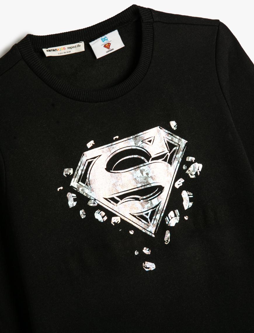  Erkek Çocuk Superman Kapşonlu Sweatshirt Lisanslı Baskılı