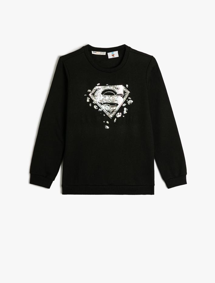 Erkek Çocuk Superman Kapşonlu Sweatshirt Lisanslı Baskılı