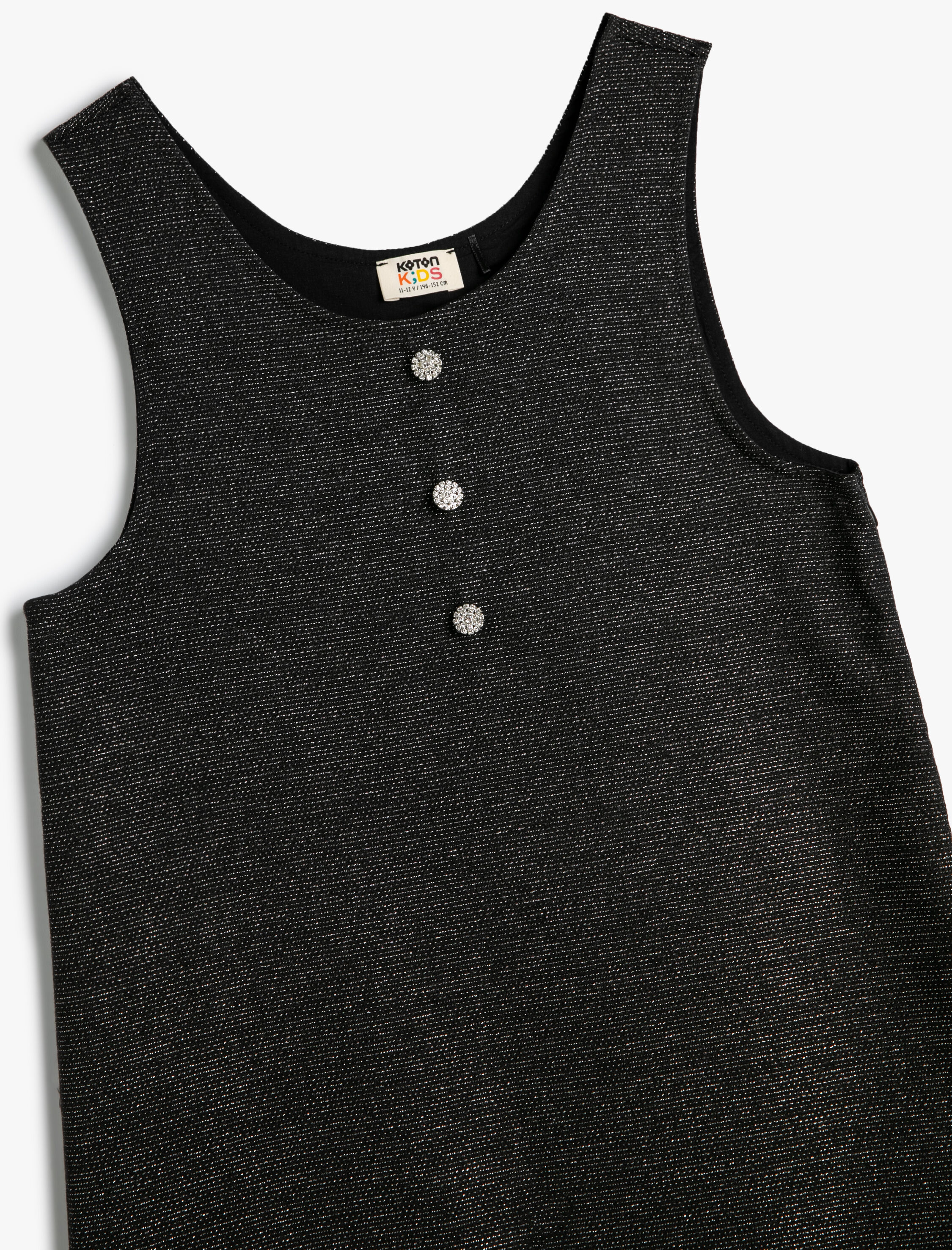 Kız Çocuk Tüvit Jile Elbise Yuvarlak Yaka Düğme Detaylı