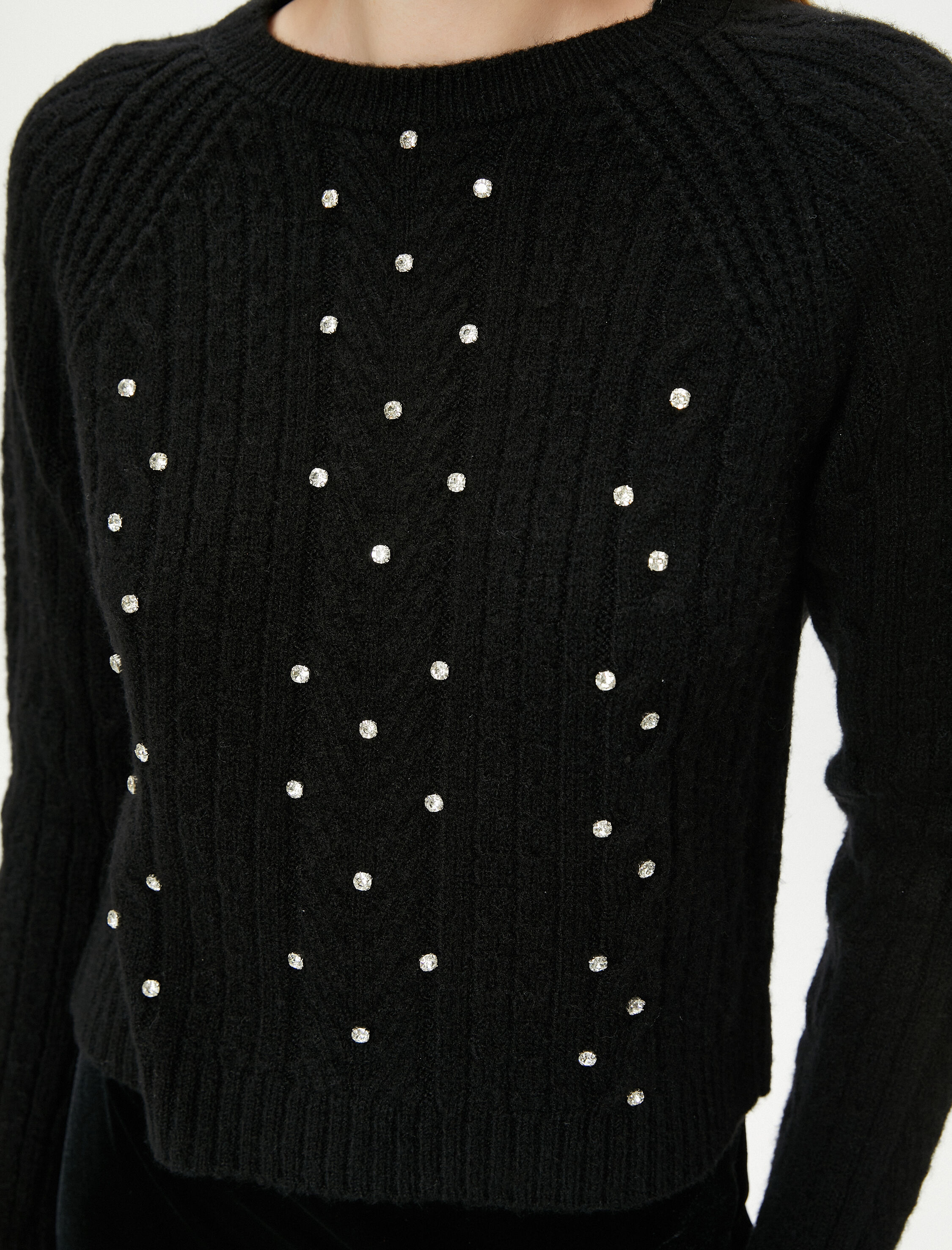   Taşlı Kazak Örgü Bisiklet Yaka - El Emeği Koleksiyonu