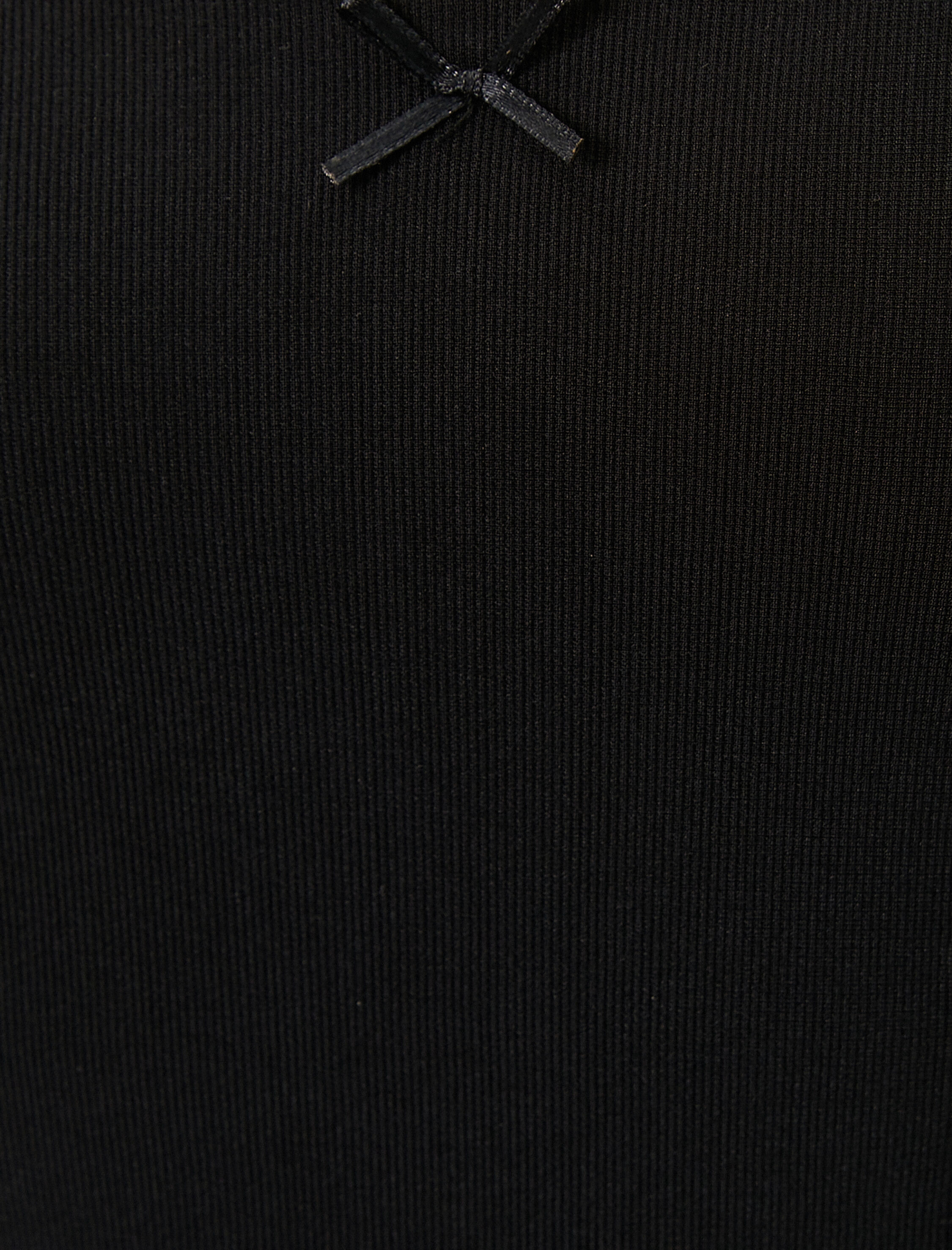   Mini Düz Kalem Elbise Kare Yaka Uzun Geniş Kollu  Fiyonk Detaylı