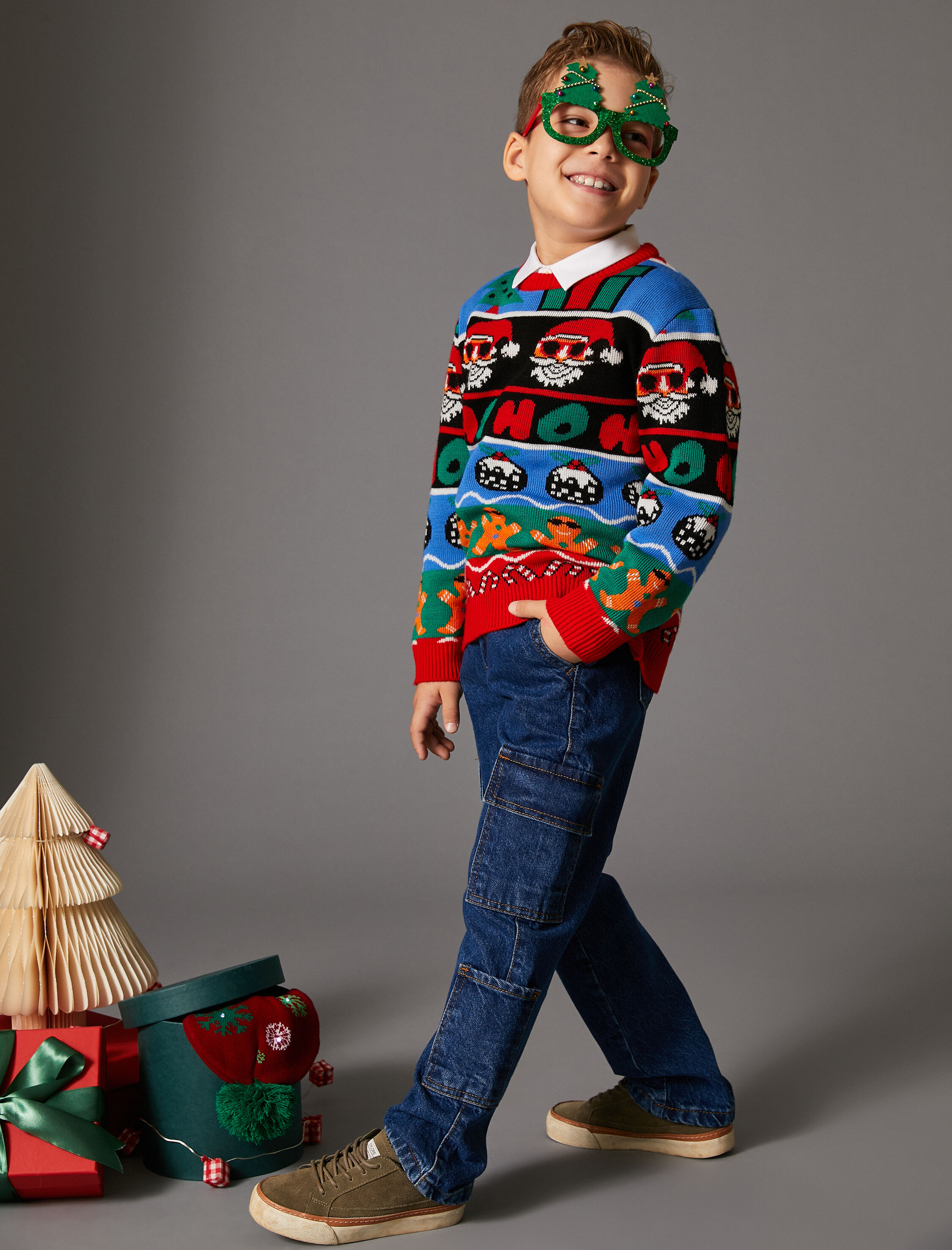  Erkek Çocuk Kargo Kot Pantolon Beli Lastikli Cepli İçten Ayarlanabilir Lastikli Pamuklu