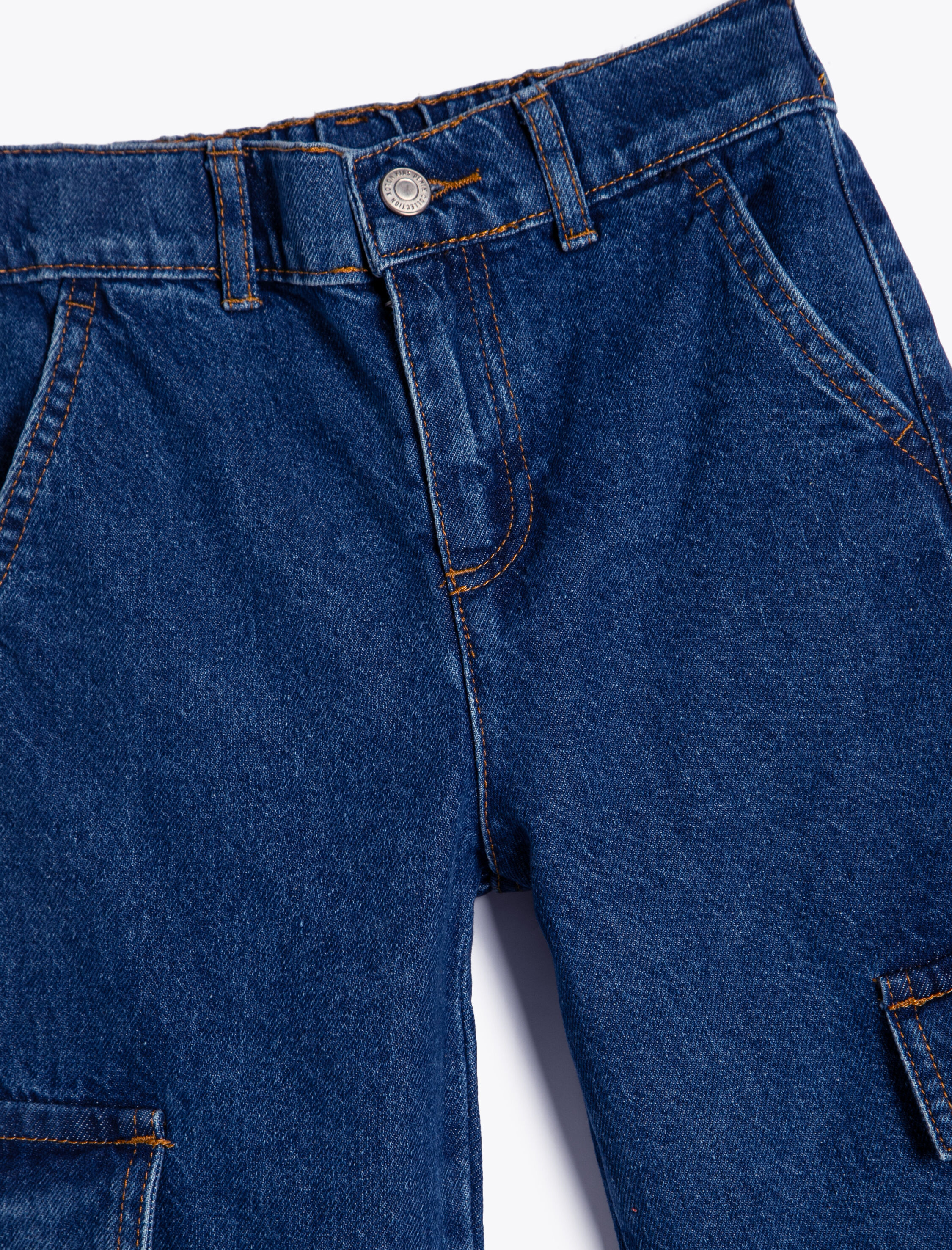  Erkek Çocuk Kargo Kot Pantolon Beli Lastikli Cepli İçten Ayarlanabilir Lastikli Pamuklu