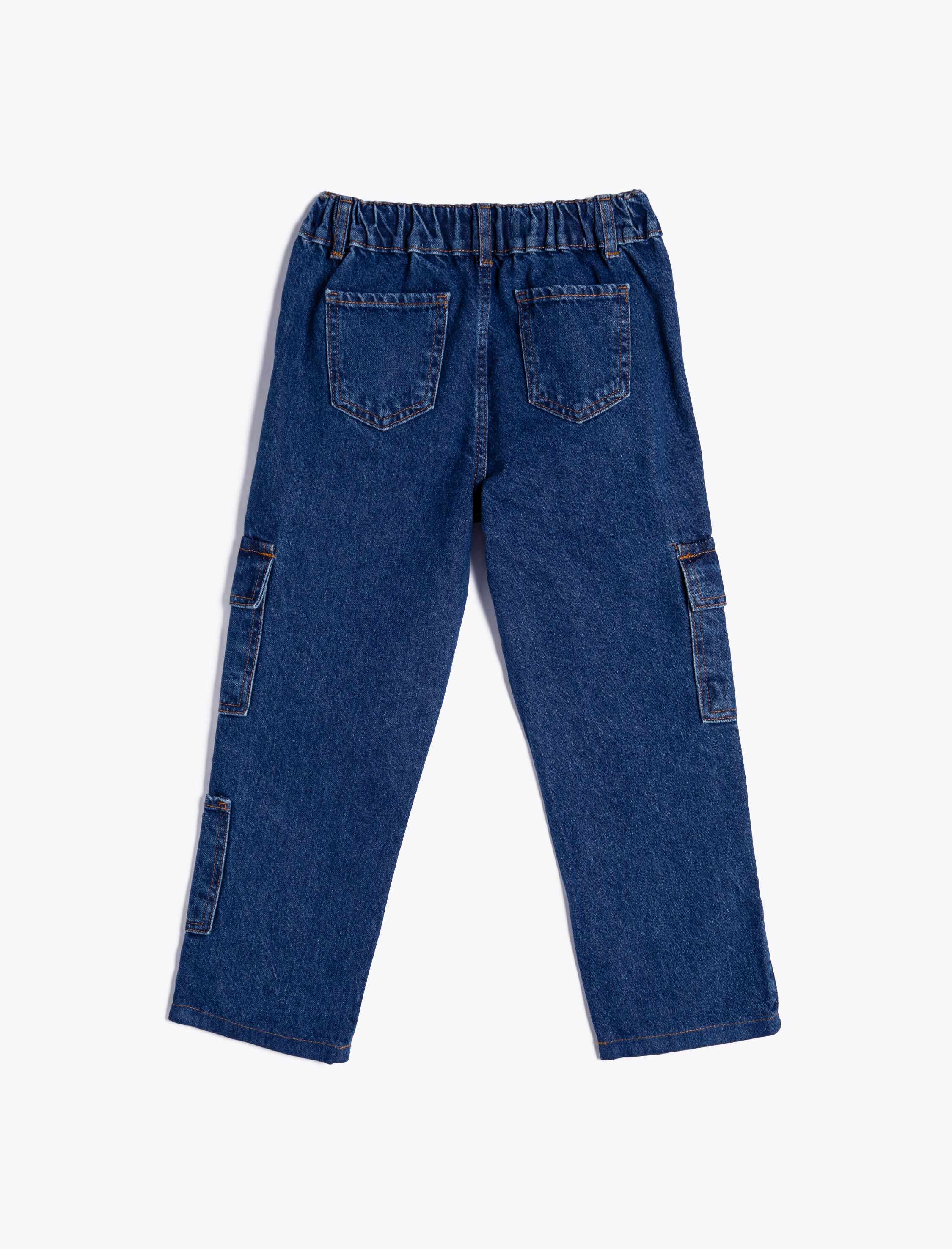  Erkek Çocuk Kargo Kot Pantolon Beli Lastikli Cepli İçten Ayarlanabilir Lastikli Pamuklu