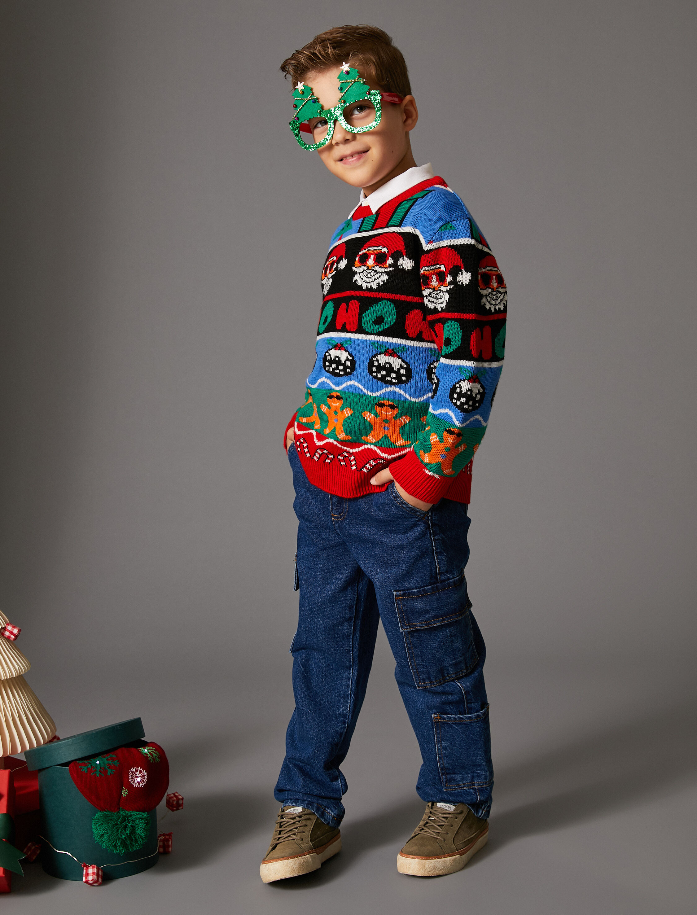  Erkek Çocuk Kargo Kot Pantolon Beli Lastikli Cepli İçten Ayarlanabilir Lastikli Pamuklu