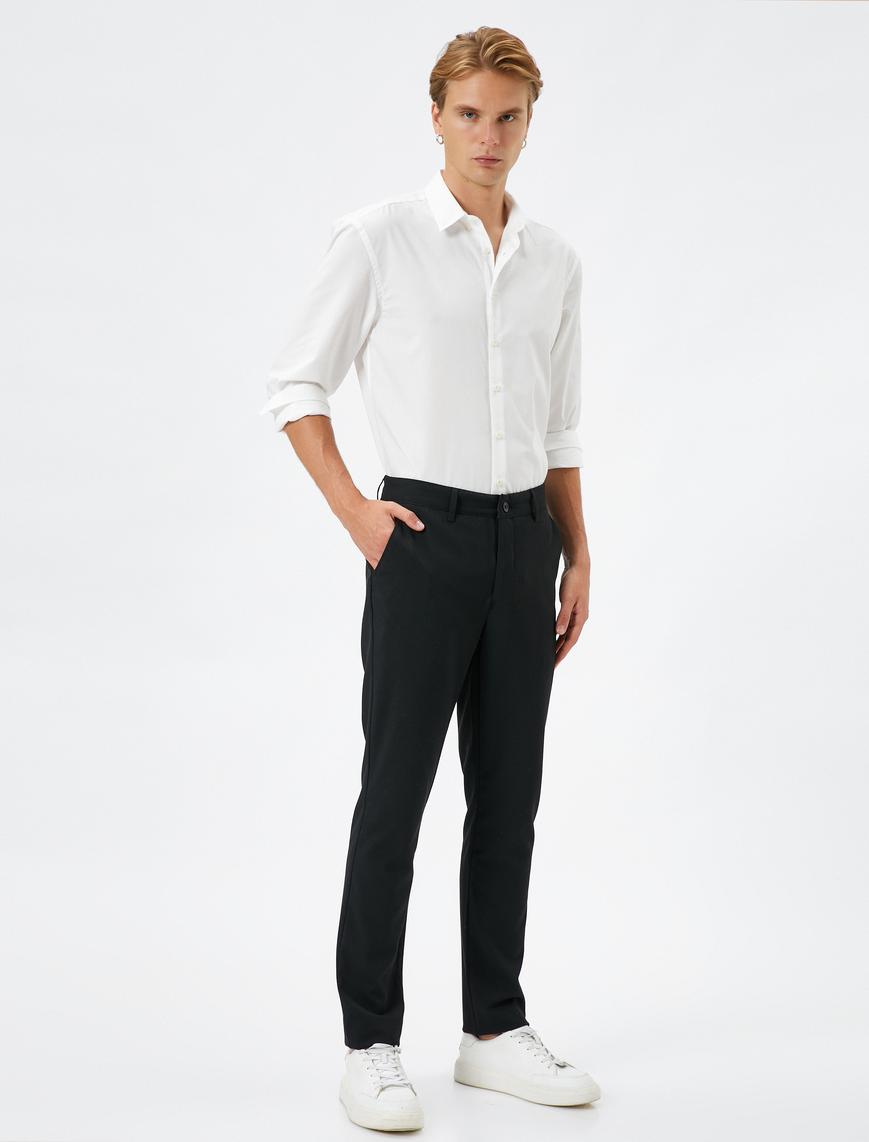   Klasik Pantolon Slim Fit Cep Detaylı Düğmeli