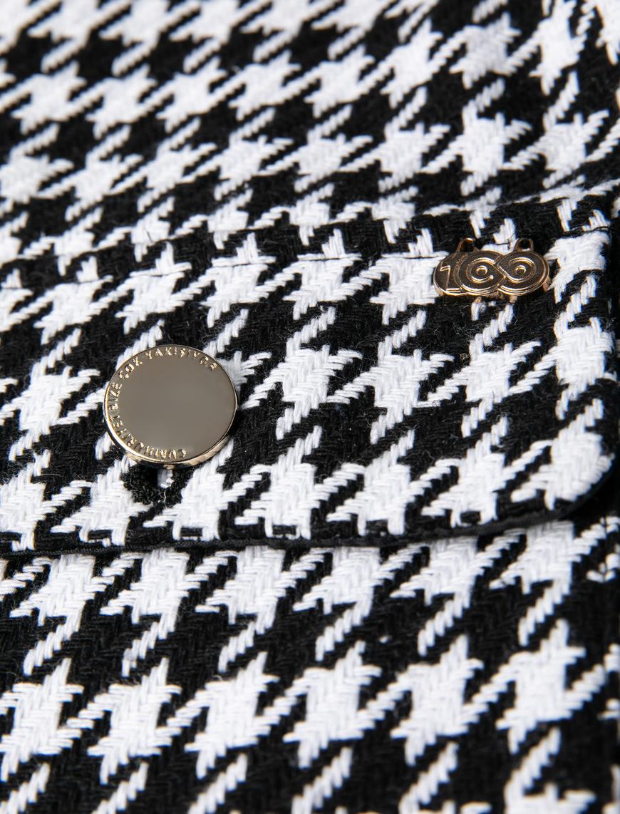  Crop Ceket Kapaklı Cep Detaylı Metal Düğmeli
