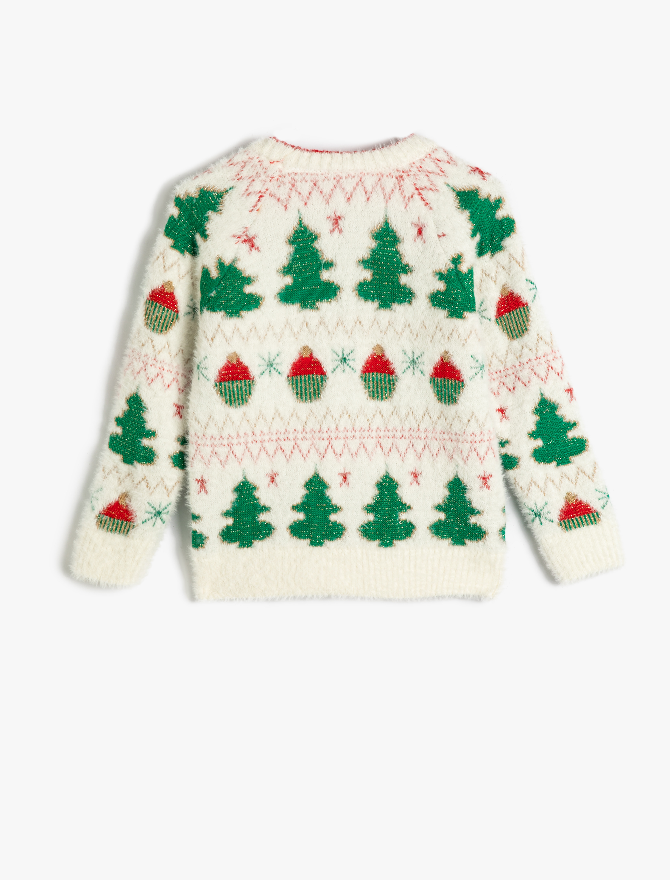  Kız Çocuk Yılbaşı Kazağı Desenli Bisiklet Yaka Uzun Kollu