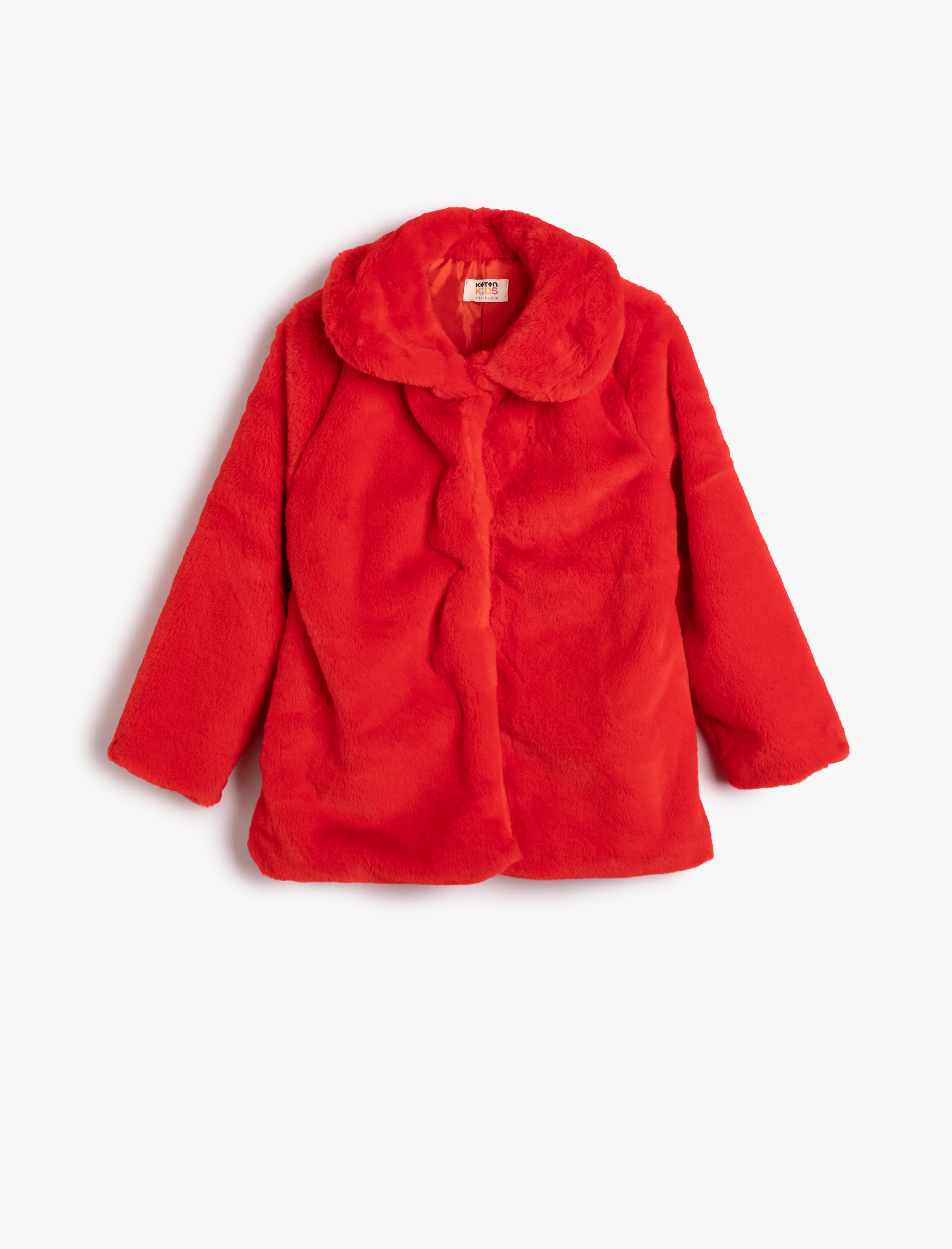  Kız Çocuk Uzun Peluş Mont Bebe Yaka Uzun Kollu Çıtçıt Kapamalı