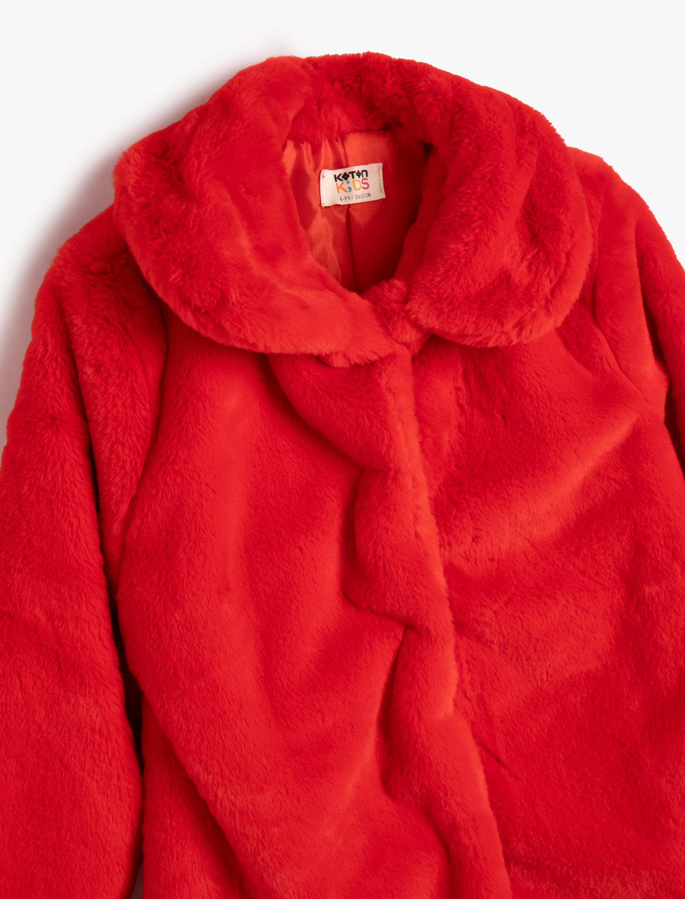  Kız Çocuk Uzun Peluş Mont Bebe Yaka Uzun Kollu Çıtçıt Kapamalı