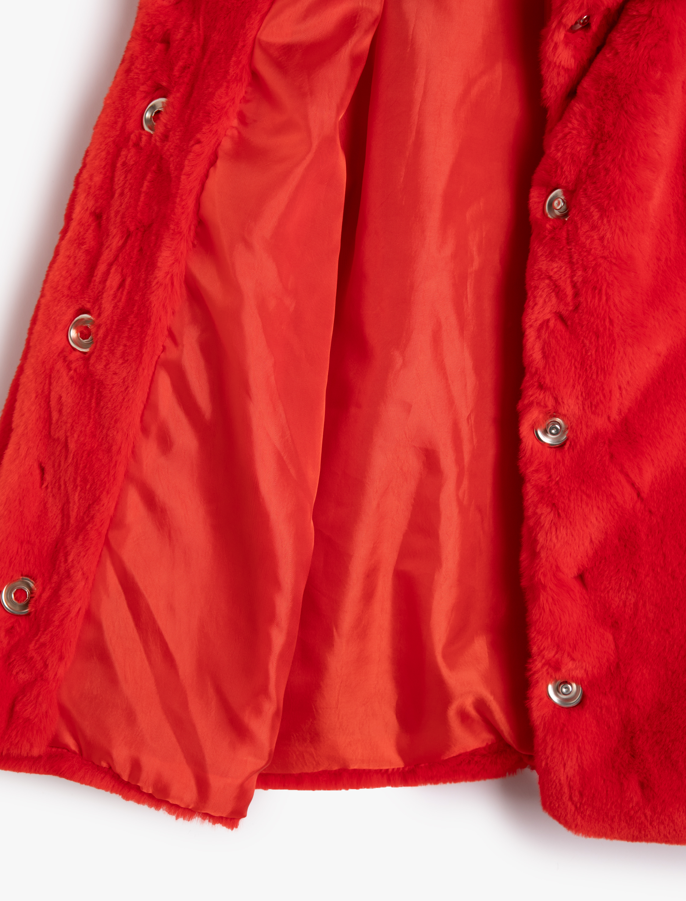  Kız Çocuk Uzun Peluş Mont Bebe Yaka Uzun Kollu Çıtçıt Kapamalı