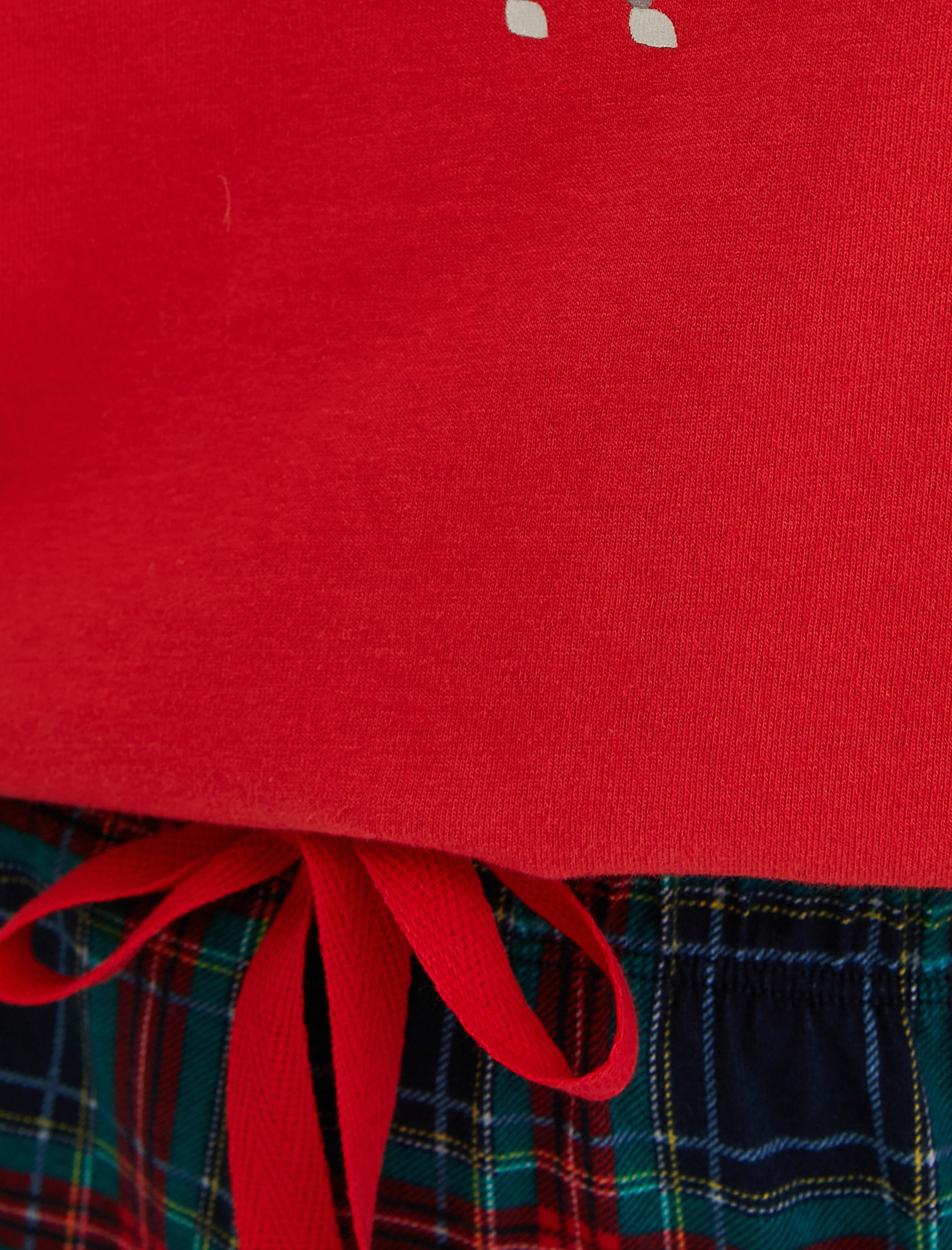   Yılbaşı Temalı Pijama Takımı Baskılı Uzun Kollu