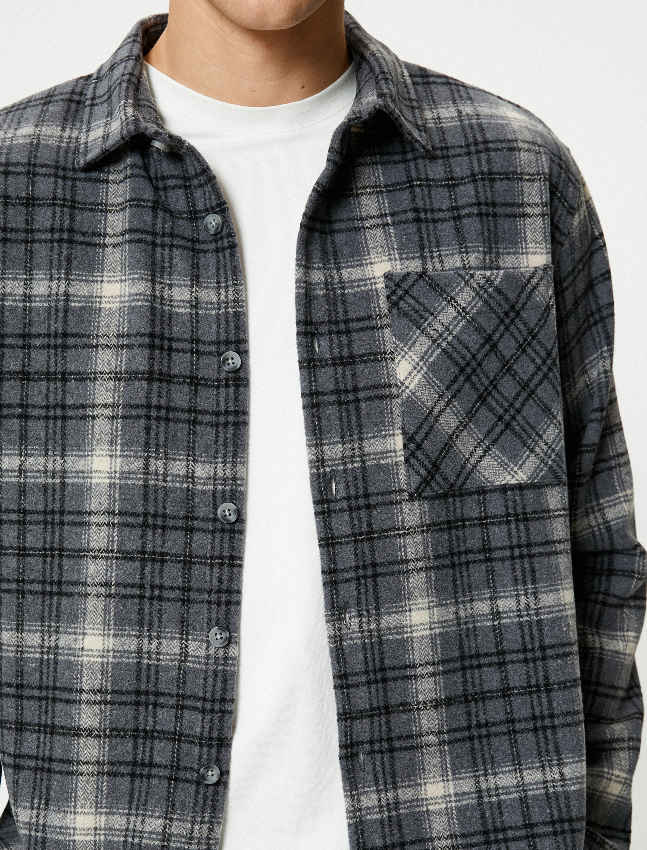   Oduncu Gömleği Cep Detaylı Klasik Yaka Uzun Kollu