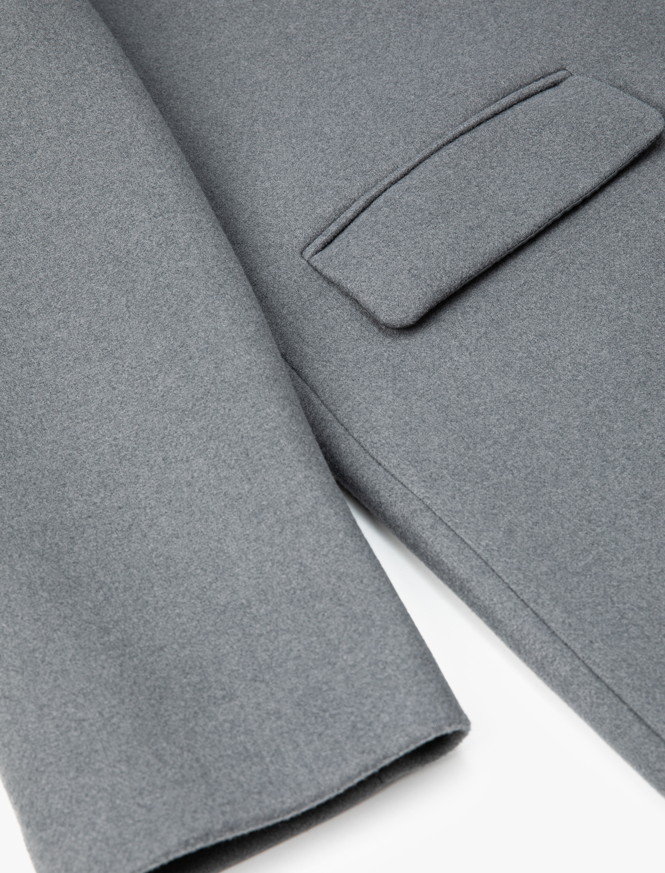   Uzun Kaşe Kaban Çıkarılabilir Suni Kürklü Kruvaze Düğmeli