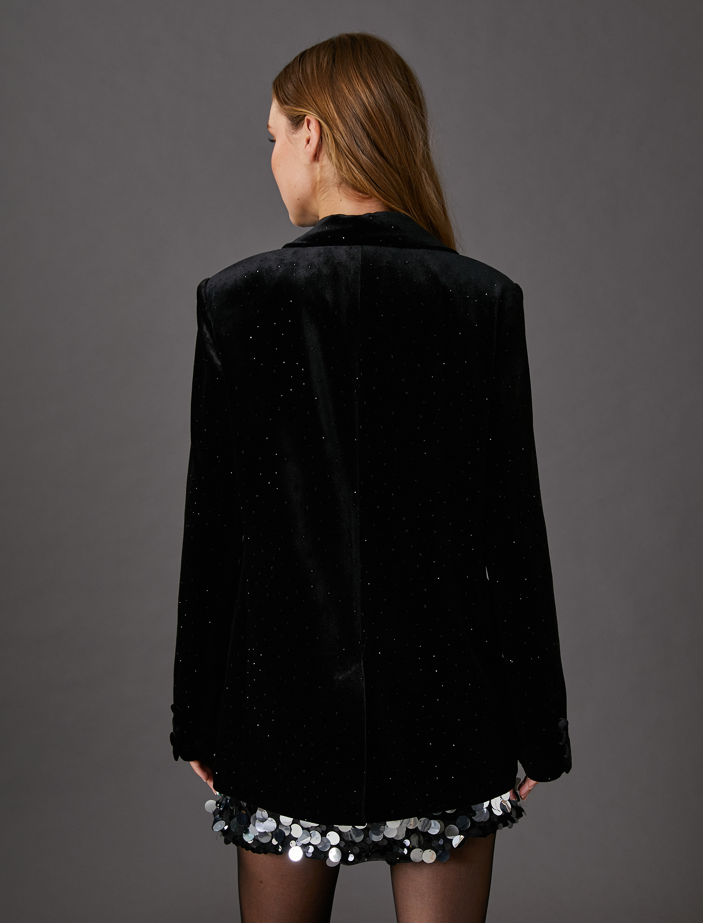   Kadife Blazer Ceket Parlak Taş İşlemeli - El Emeği Koleksiyonu