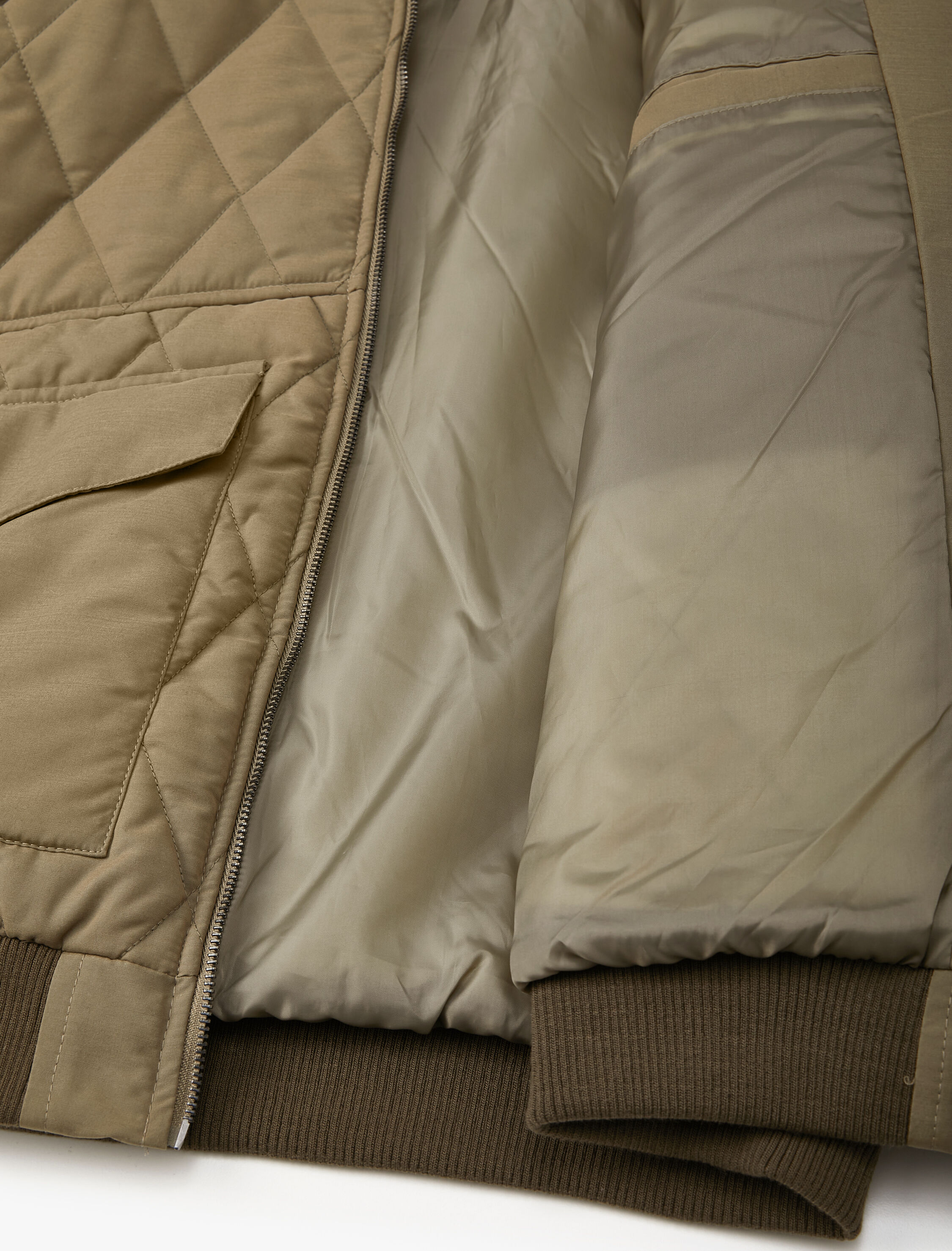   Kapitone Ceket Peluş Yaka Detaylı Cepli Fermuarlı