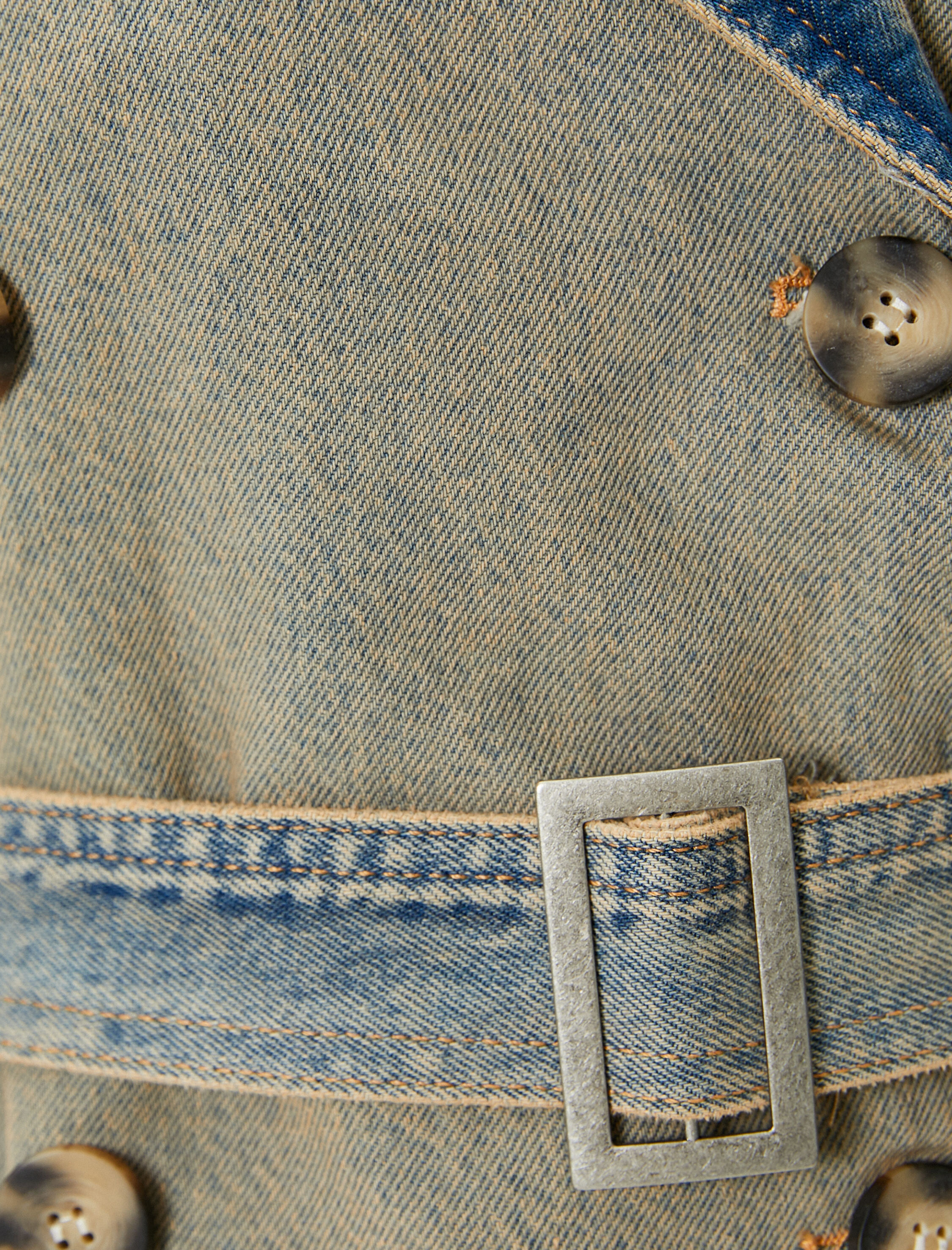   Kot Kısa Trençkot Kemer Detaylı Kruvaze Düğme Kapamalı Cepli Pamuklu