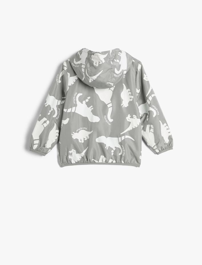 Erkek Bebek Dinozorlu Kapşonlu Yağmurluk Suda Renk Değiştiren Kapaklı Cepli