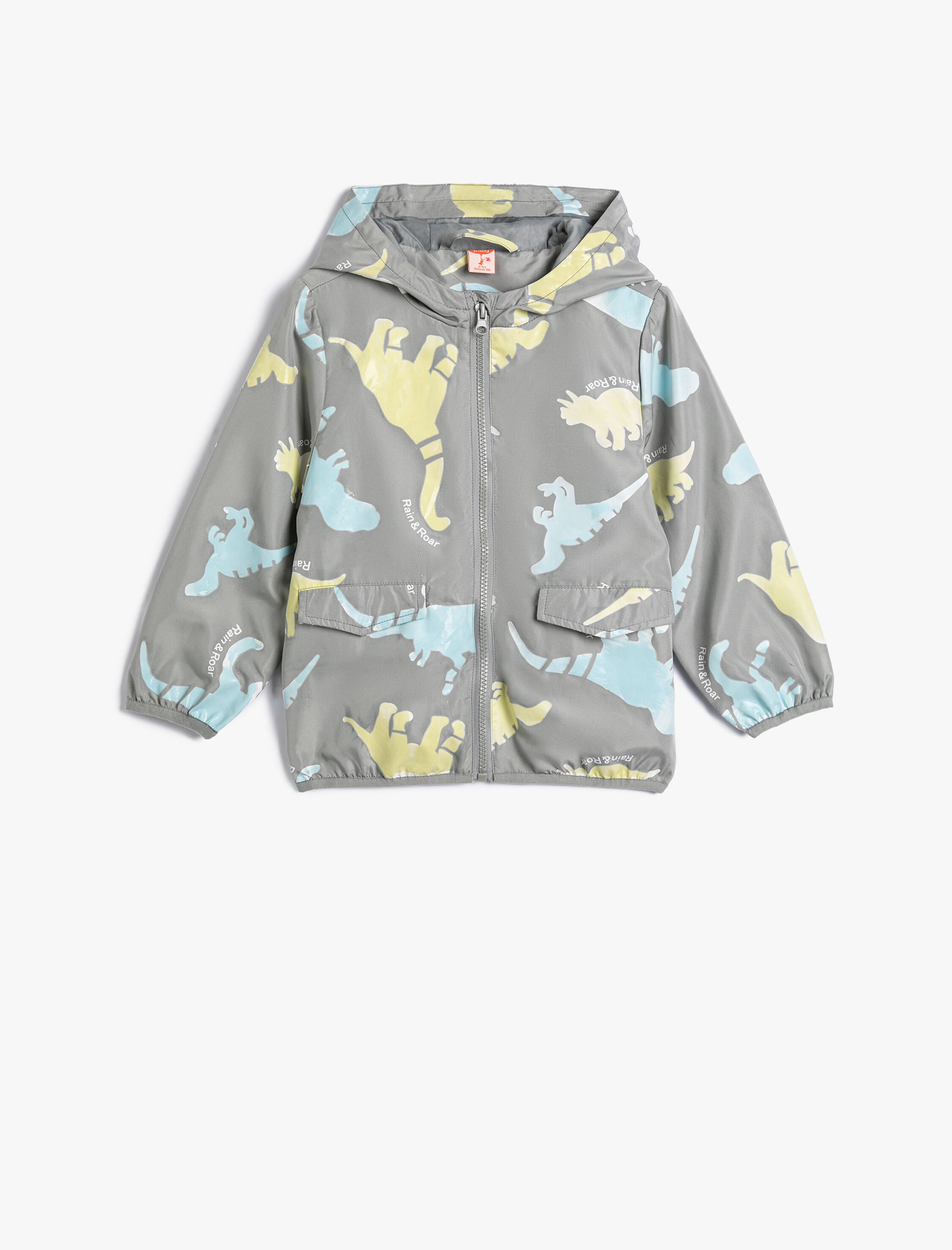  Erkek Bebek Dinozorlu Kapşonlu Yağmurluk Suda Renk Değiştiren Kapaklı Cepli